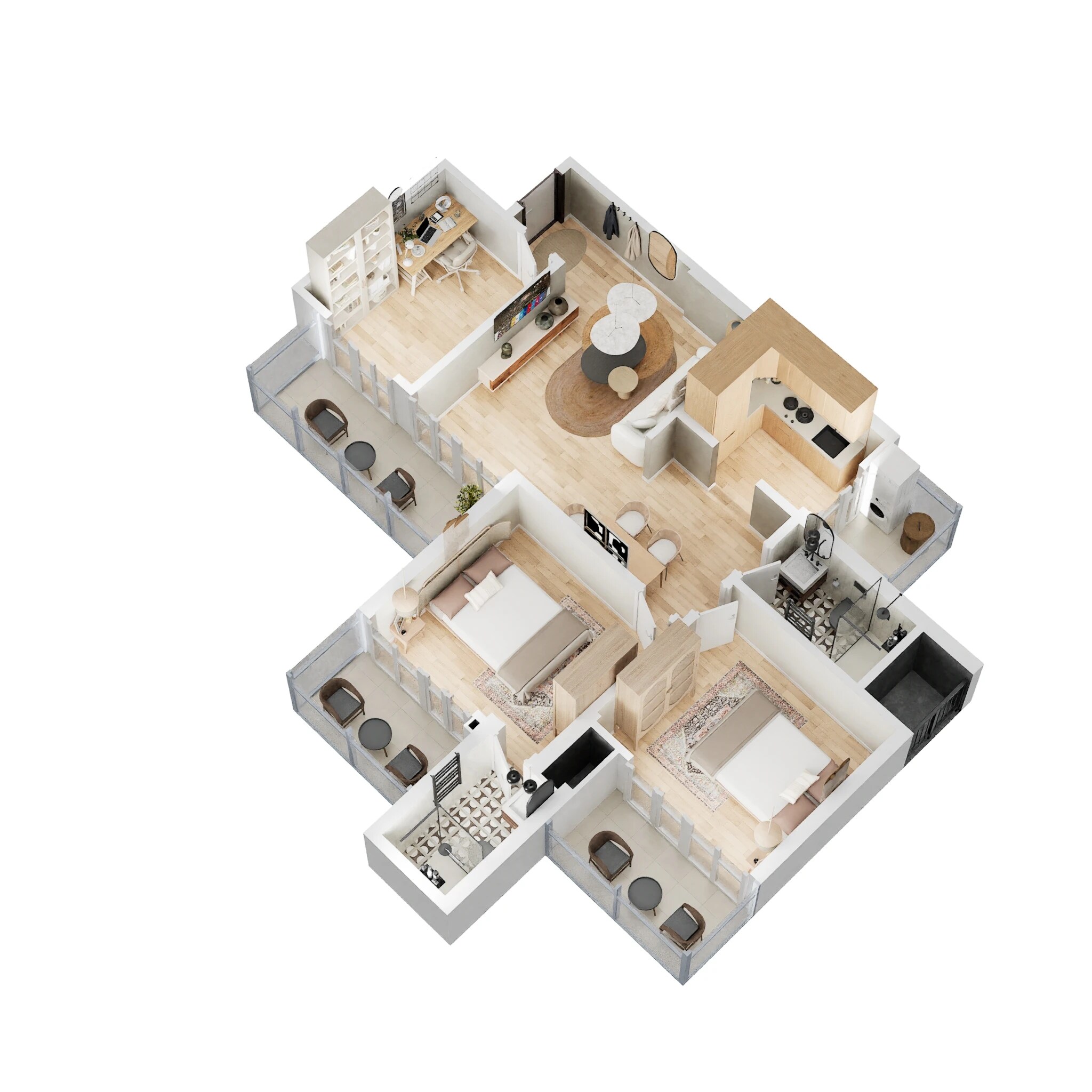 Floor plan of 2 BHK 1190 Sq. Ft. Apartment in Mahagun Mywoods III, Greater Noida