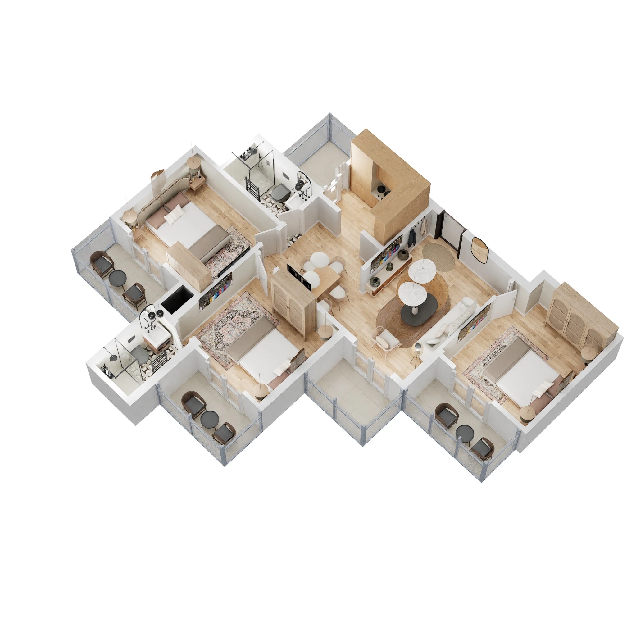 Floor plan of 2 BHK 1240 Sq. Ft. Apartment in Mahagun Mywoods III, Greater Noida