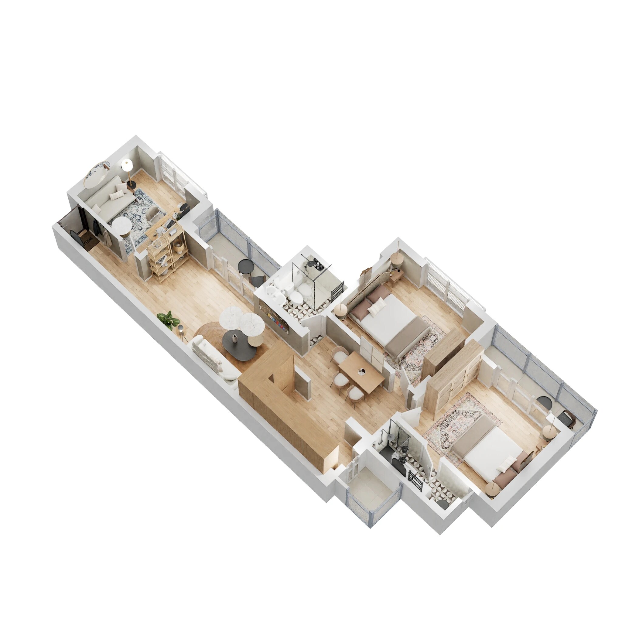 Floor plan of 3 BHK 1110 Sq. Ft. Apartment in Mahagun Mywoods III, Greater Noida
