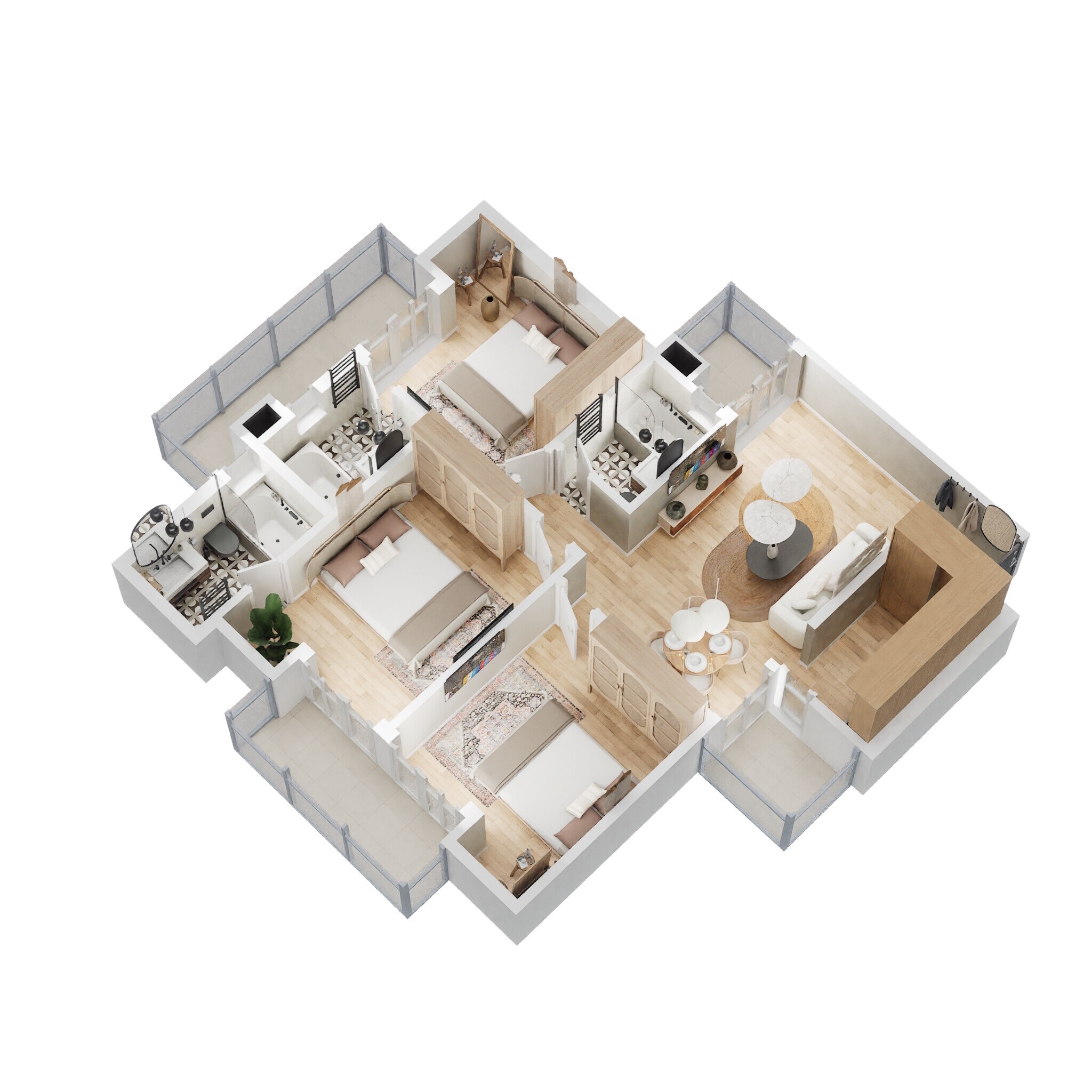 Floor plan of 3 BHK 1360 Sq. Ft. Apartment in Mahaluxmi Migsun Ultimo, Greater Noida