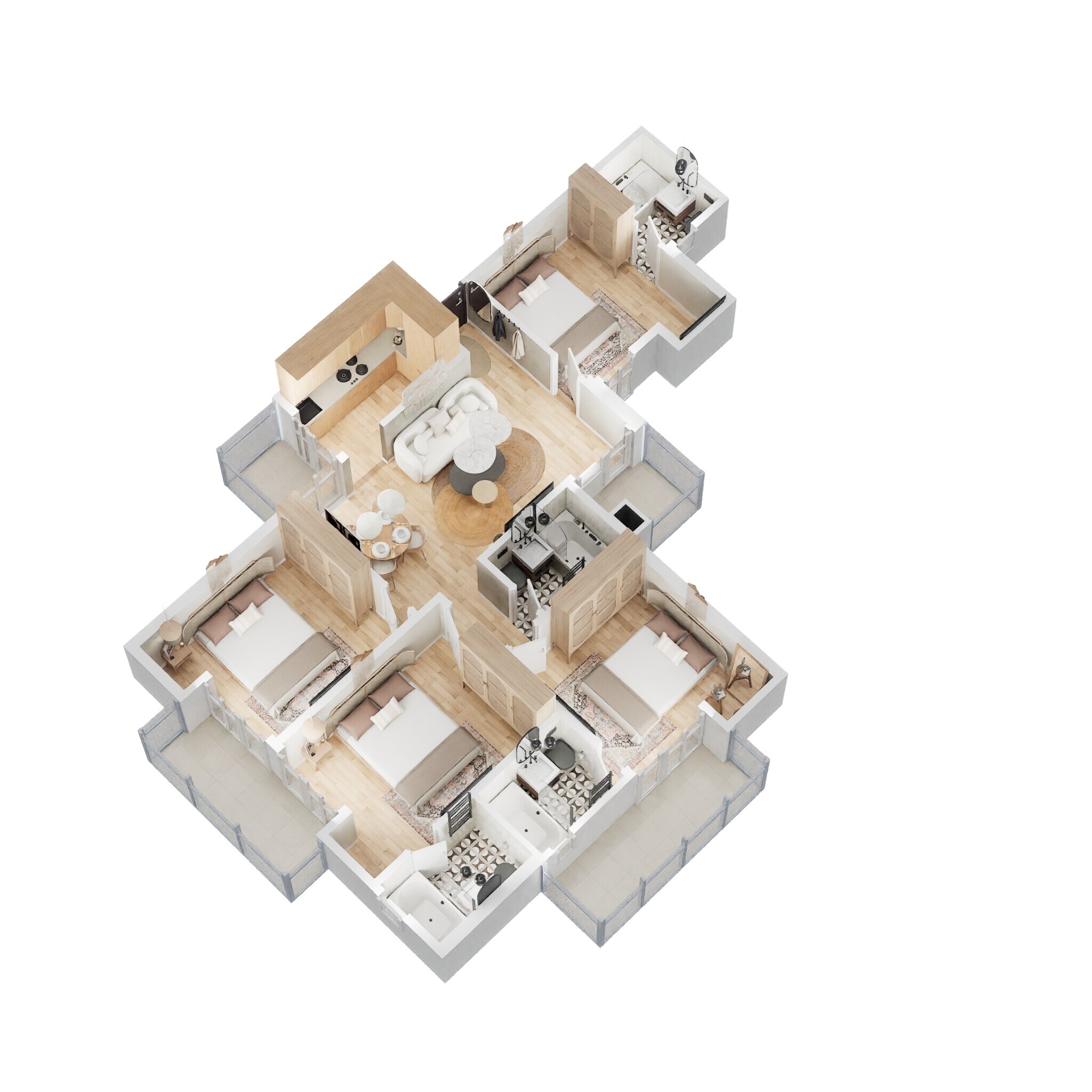 Floor plan of 4 BHK 1595 Sq. Ft. Apartment in Mahaluxmi Migsun Ultimo, Greater Noida