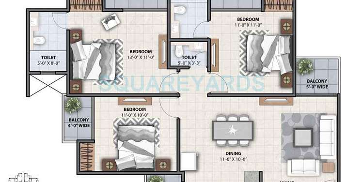 miglani supercity myfair residency apartment 3bhk 1490sqft 1