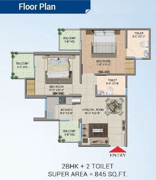 2 BHK 845 Sq. Ft. Apartment in Migsun Twiinz