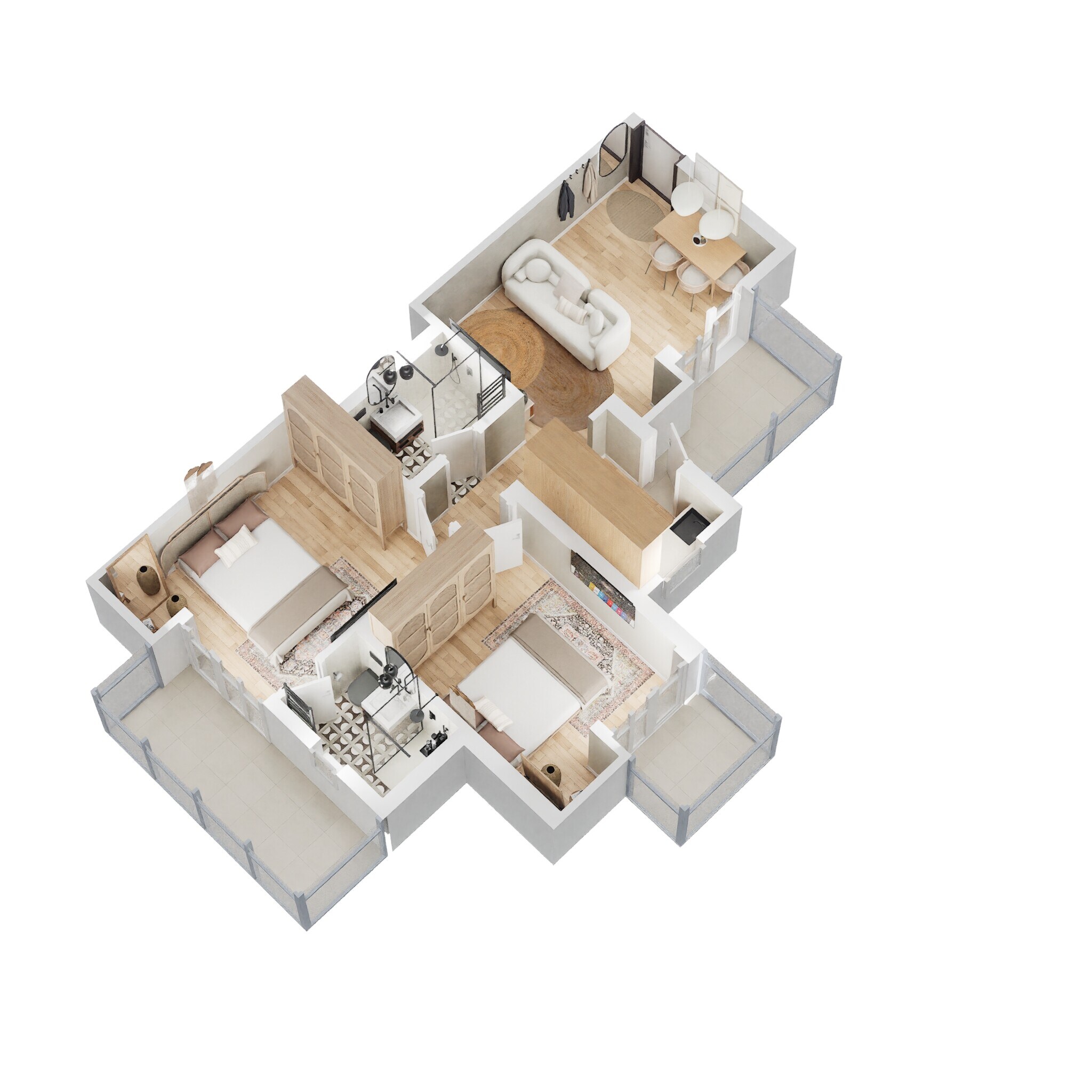 Floor plan of 2 BHK 1060 Sq. Ft. Apartment in Migsun Twinz, Greater Noida