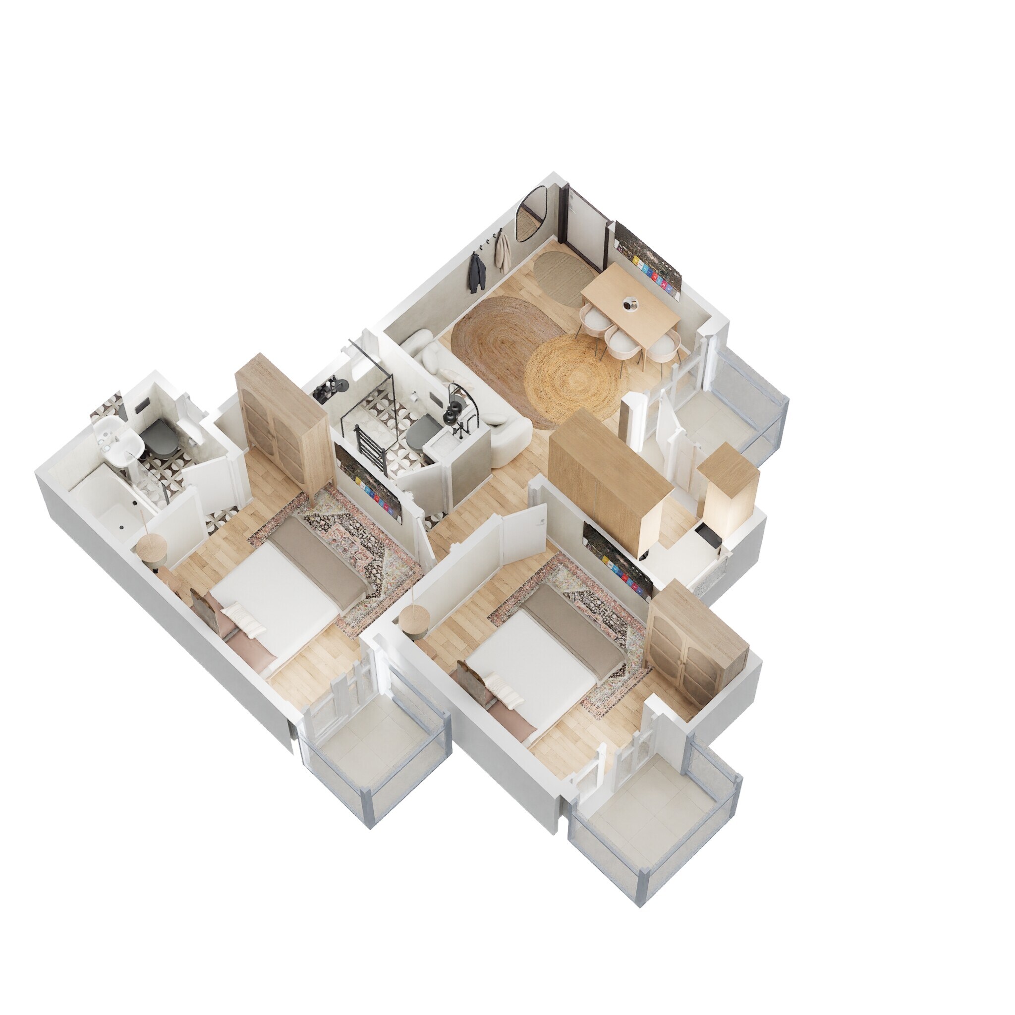 Floor plan of 2 BHK 845 Sq. Ft. Apartment in Migsun Twinz, Greater Noida