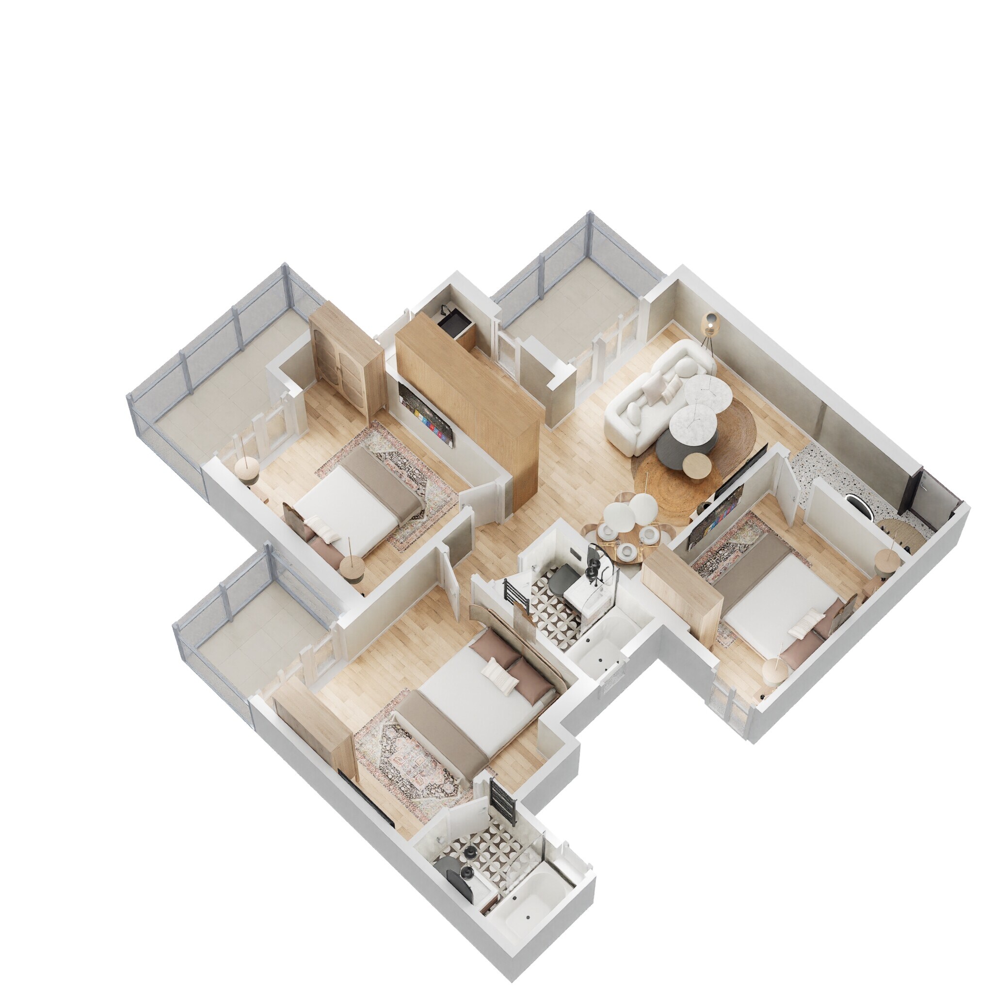 Floor plan of 3 BHK 1225 Sq. Ft. Apartment in Migsun Twinz, Greater Noida