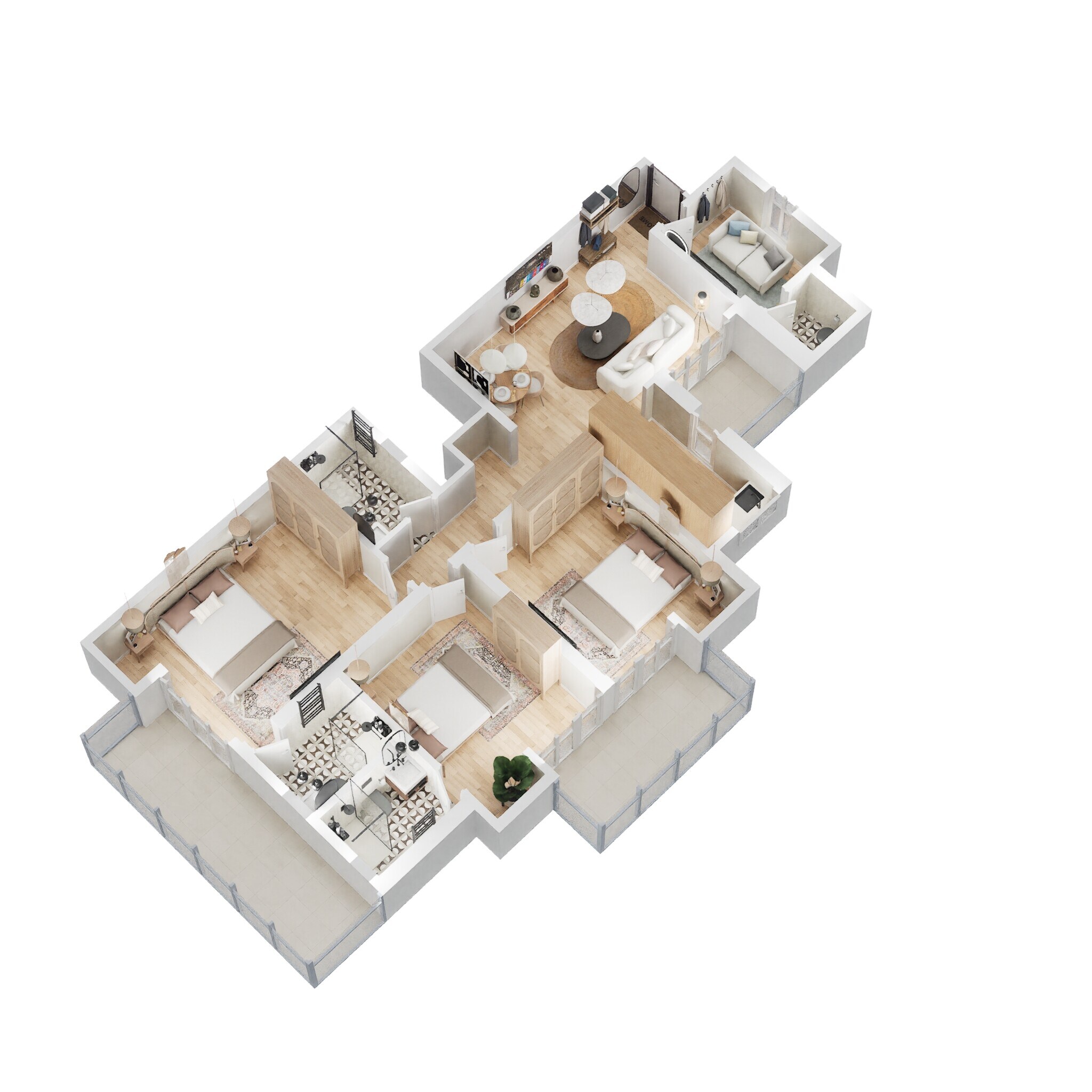 Floor plan of 3 BHK 1650 Sq. Ft. Apartment in Migsun Twinz, Greater Noida