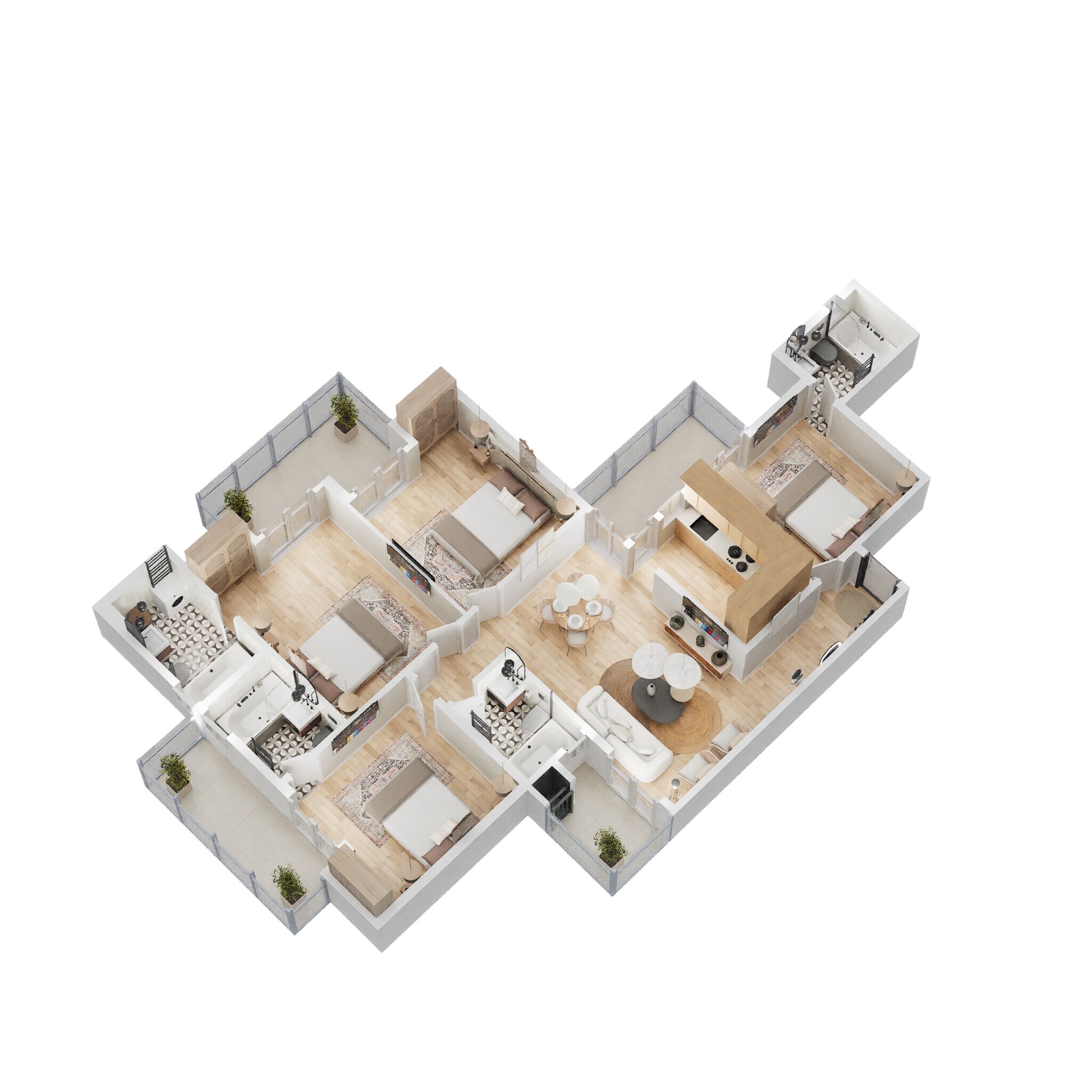 Floor plan of 4 BHK 1595 Sq. Ft. Apartment in Migsun Twinz, Greater Noida
