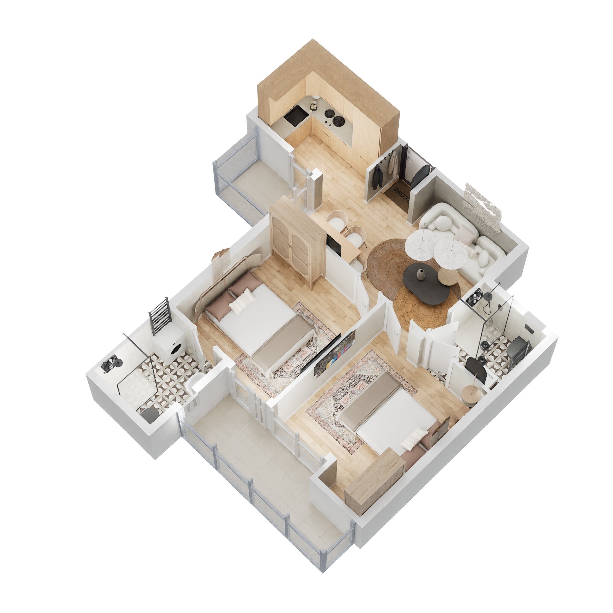 Floor plan of 2 BHK 860 Sq. Ft. Apartment in Migsun Vilaasa, Greater Noida
