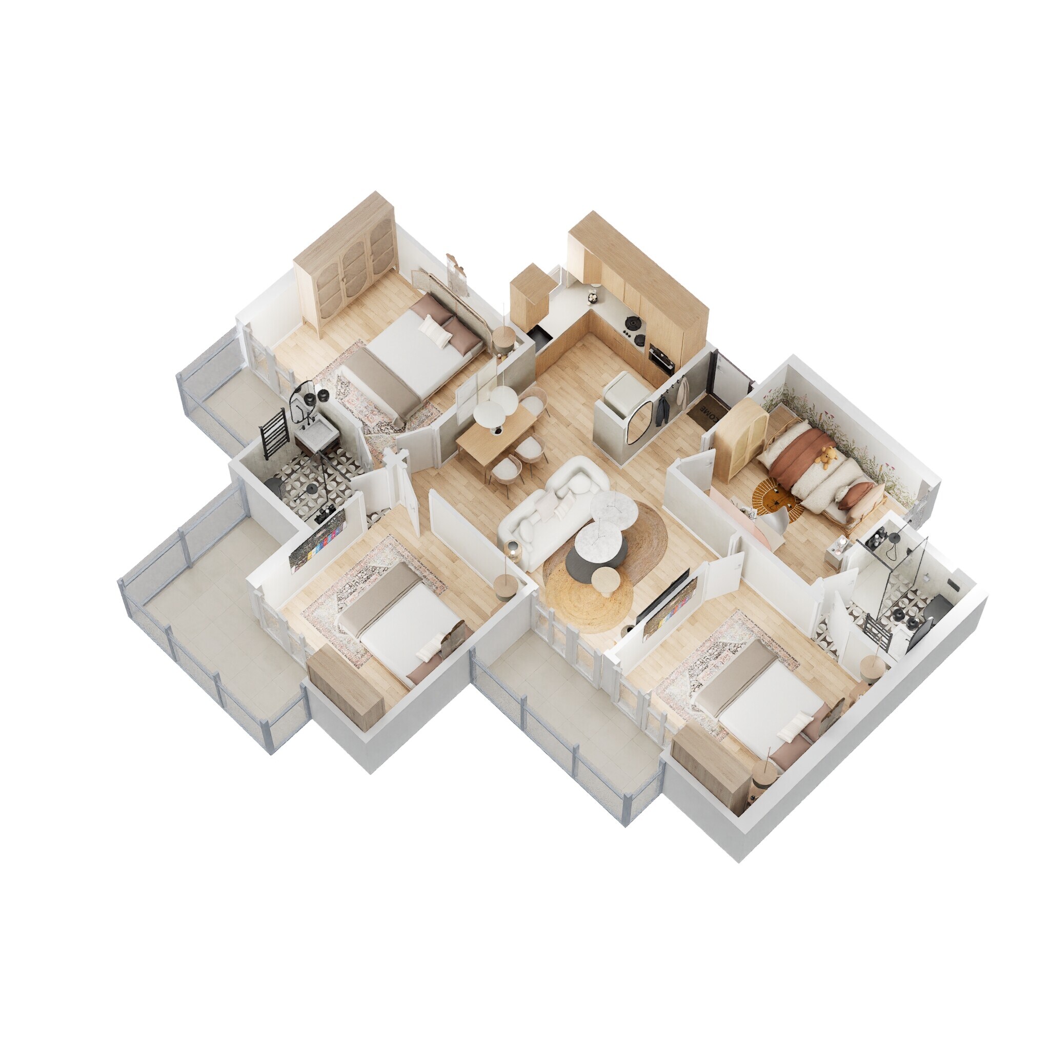Floor plan of 3 BHK 1375 Sq. Ft. Apartment in Migsun Vilaasa, Greater Noida