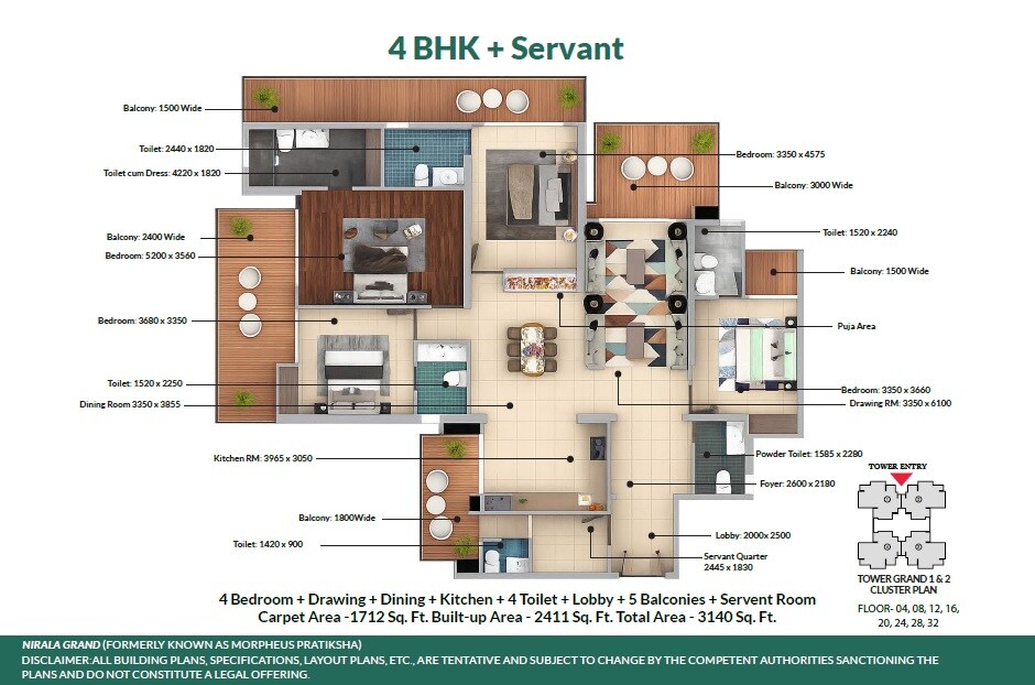 4 BHK 3140 Sq. Ft. Apartment