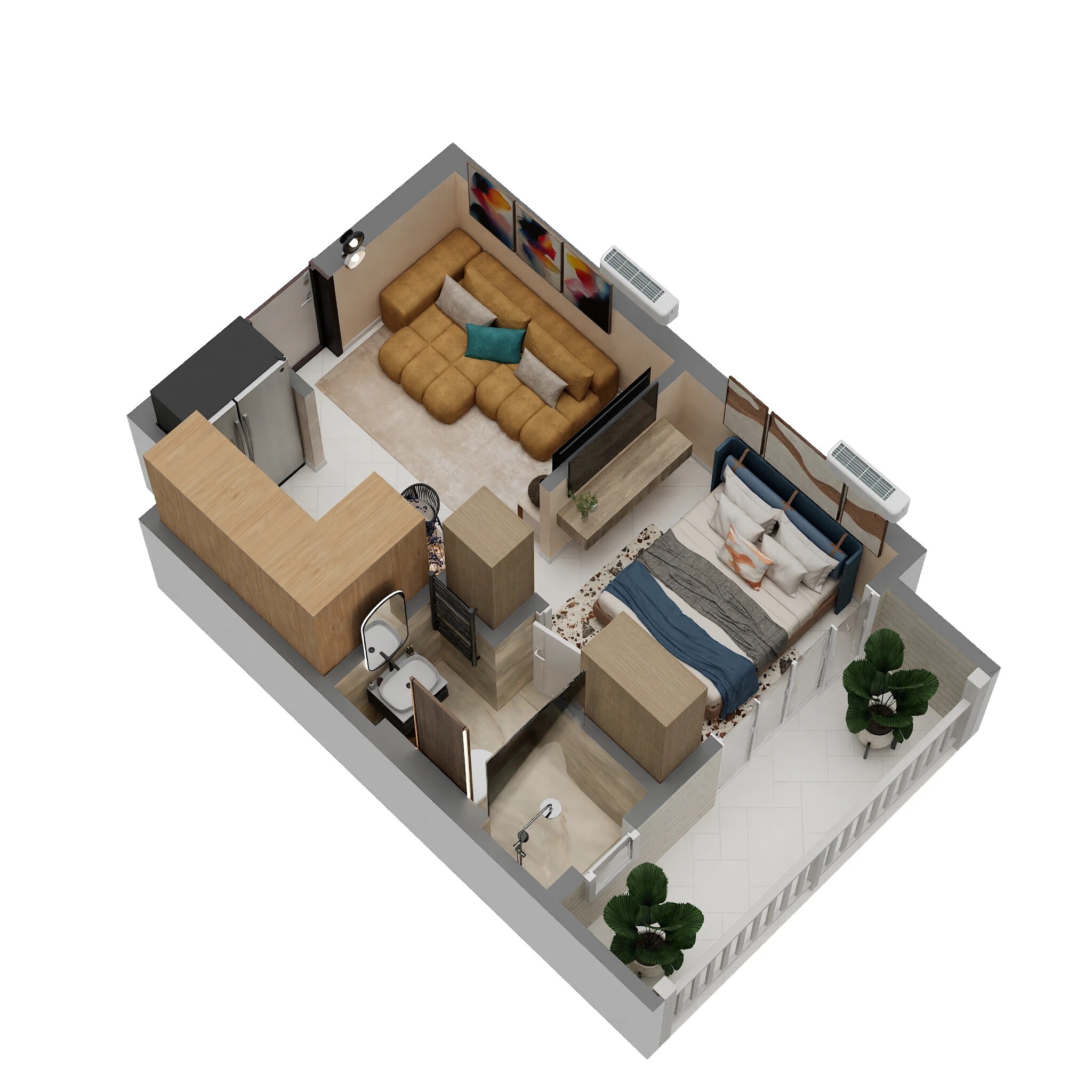 Floor plan of 1 BHK 525 Sq. Ft. Apartment in Nimbus The Palm Village, Greater Noida