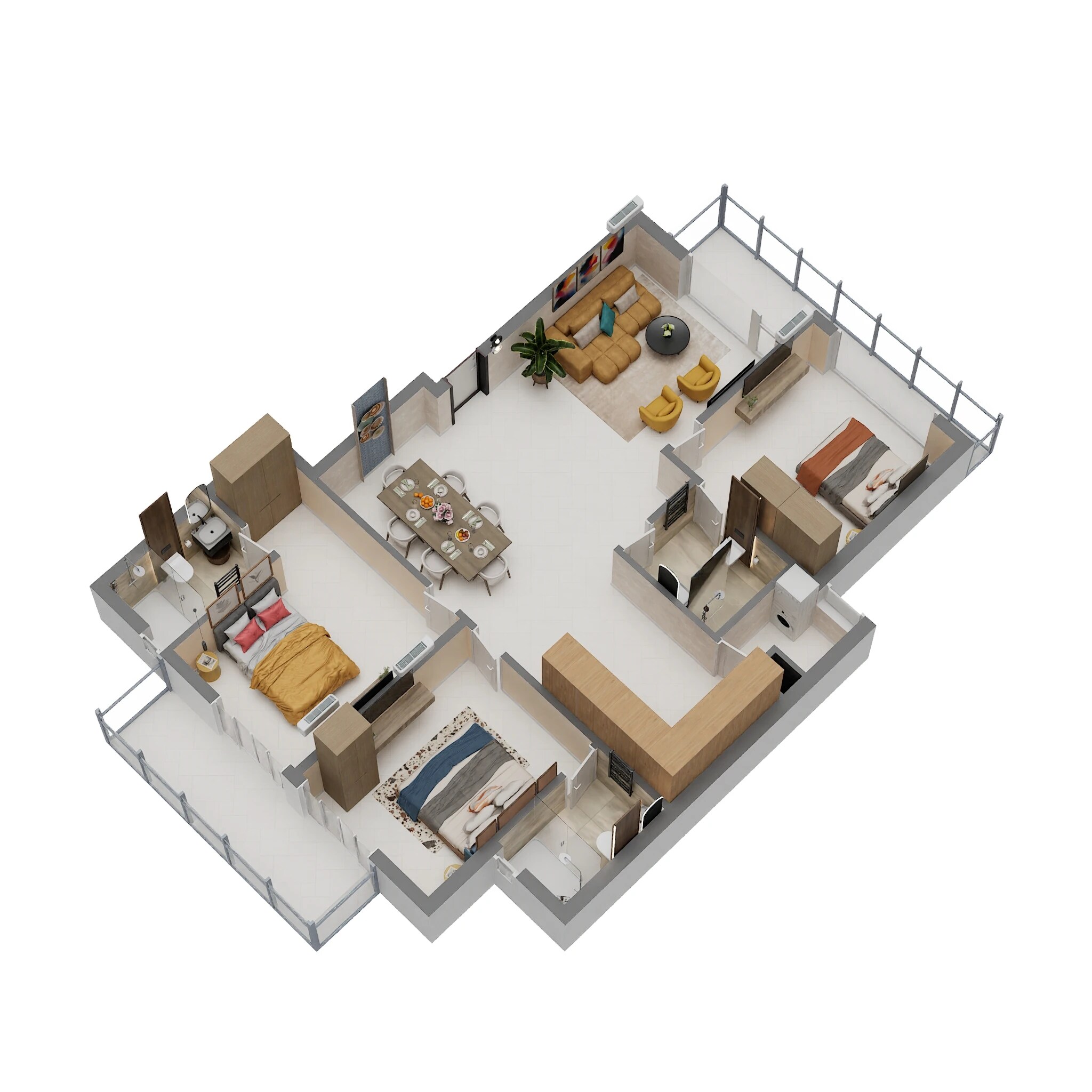 Floor plan of 3 BHK 2100 Sq. Ft. Ind Floor in Nimbus The Palm Village, Greater Noida