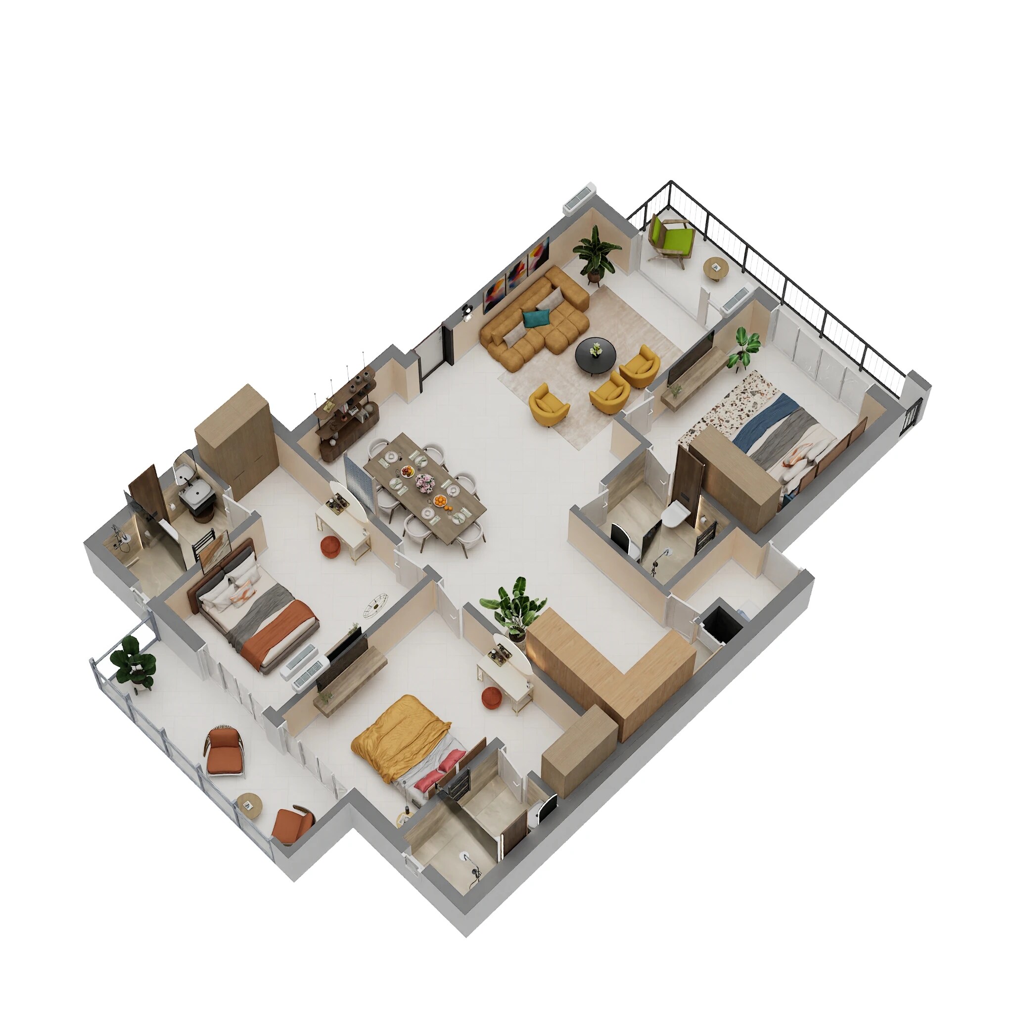 Floor plan of 3 BHK 2150 Sq. Ft. Ind Floor in Nimbus The Palm Village, Greater Noida