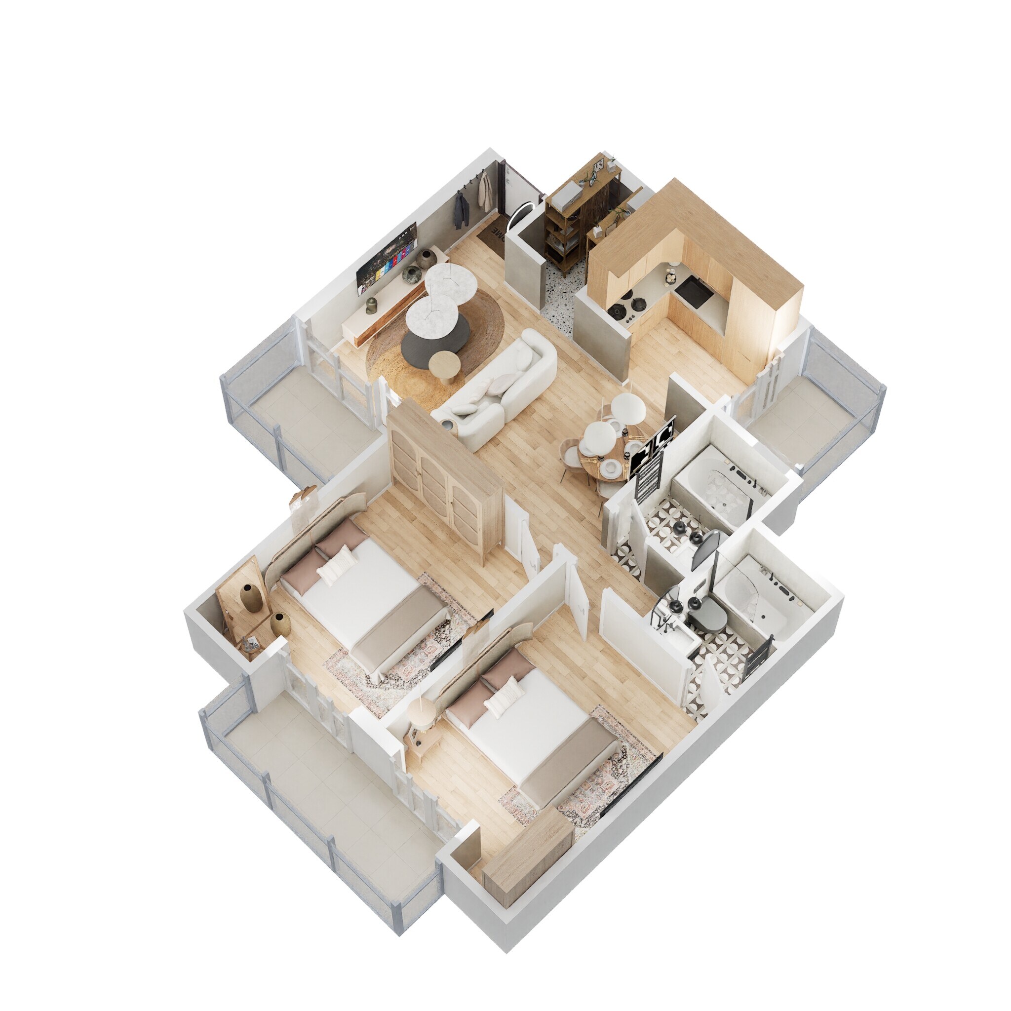 Floor plan of 2 BHK 1065 Sq. Ft. Apartment in Nirala Aspire, Greater Noida