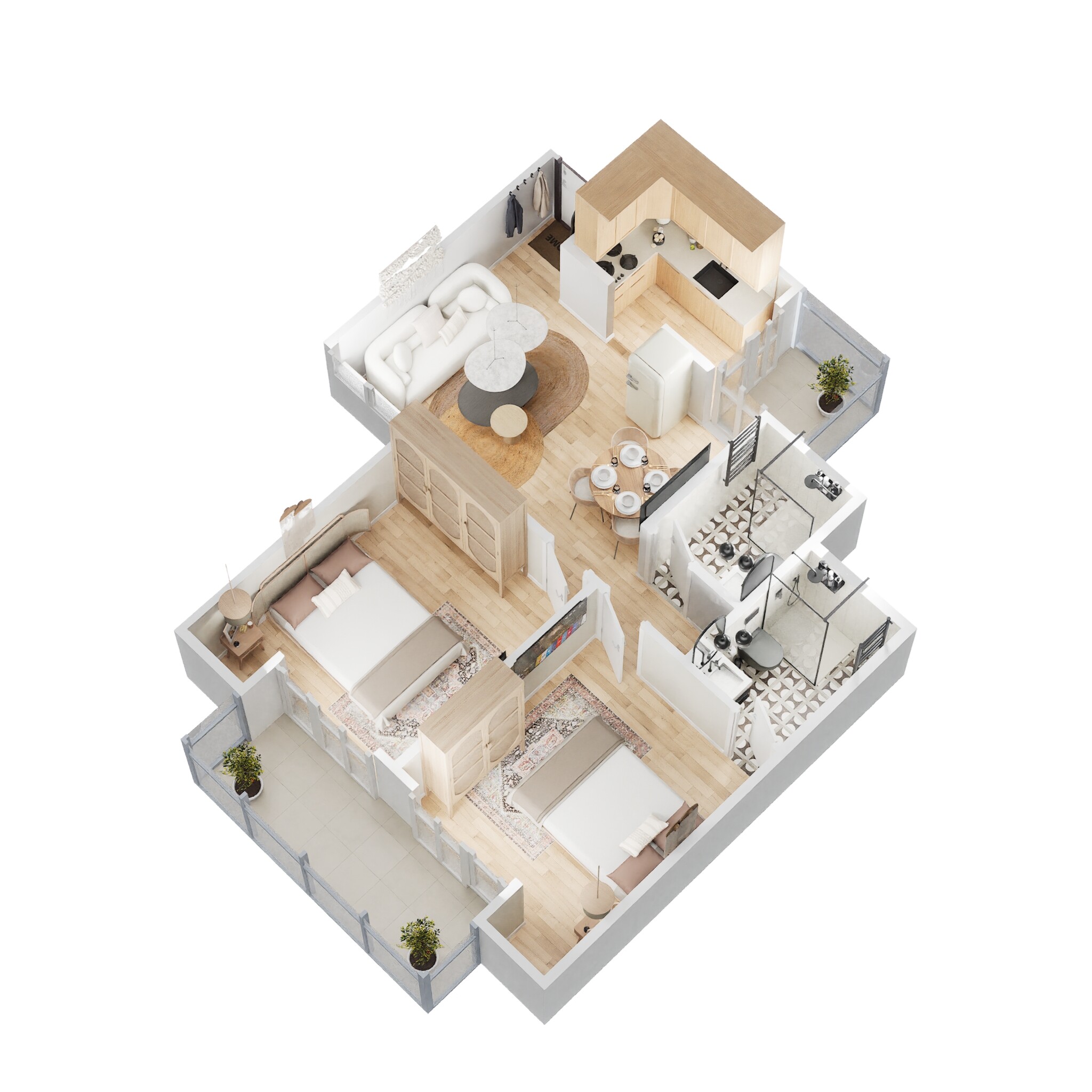 Floor plan of 2 BHK 890 Sq. Ft. Apartment in Nirala Aspire, Greater Noida