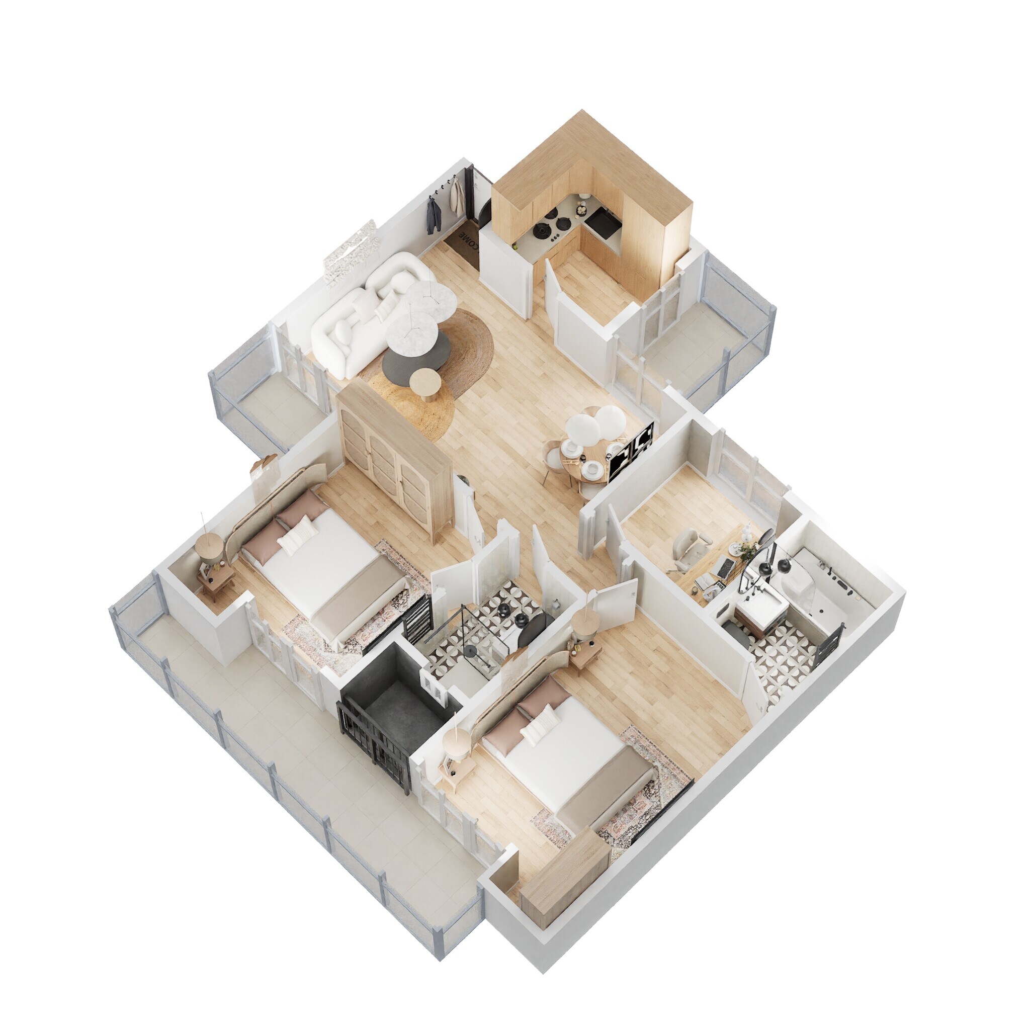 Floor plan of 2 BHK 1180 Sq. Ft. Apartment in Nirala Aspire, Greater Noida