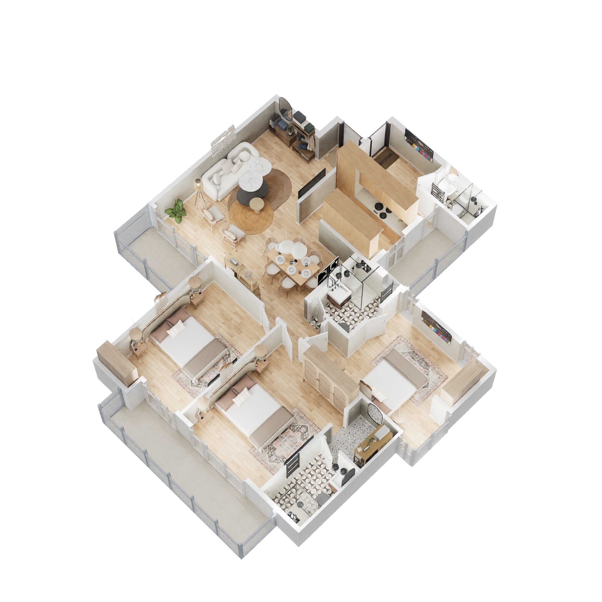 Floor plan of 3 BHK 1710 Sq. Ft. Apartment in Nirala Aspire, Greater Noida