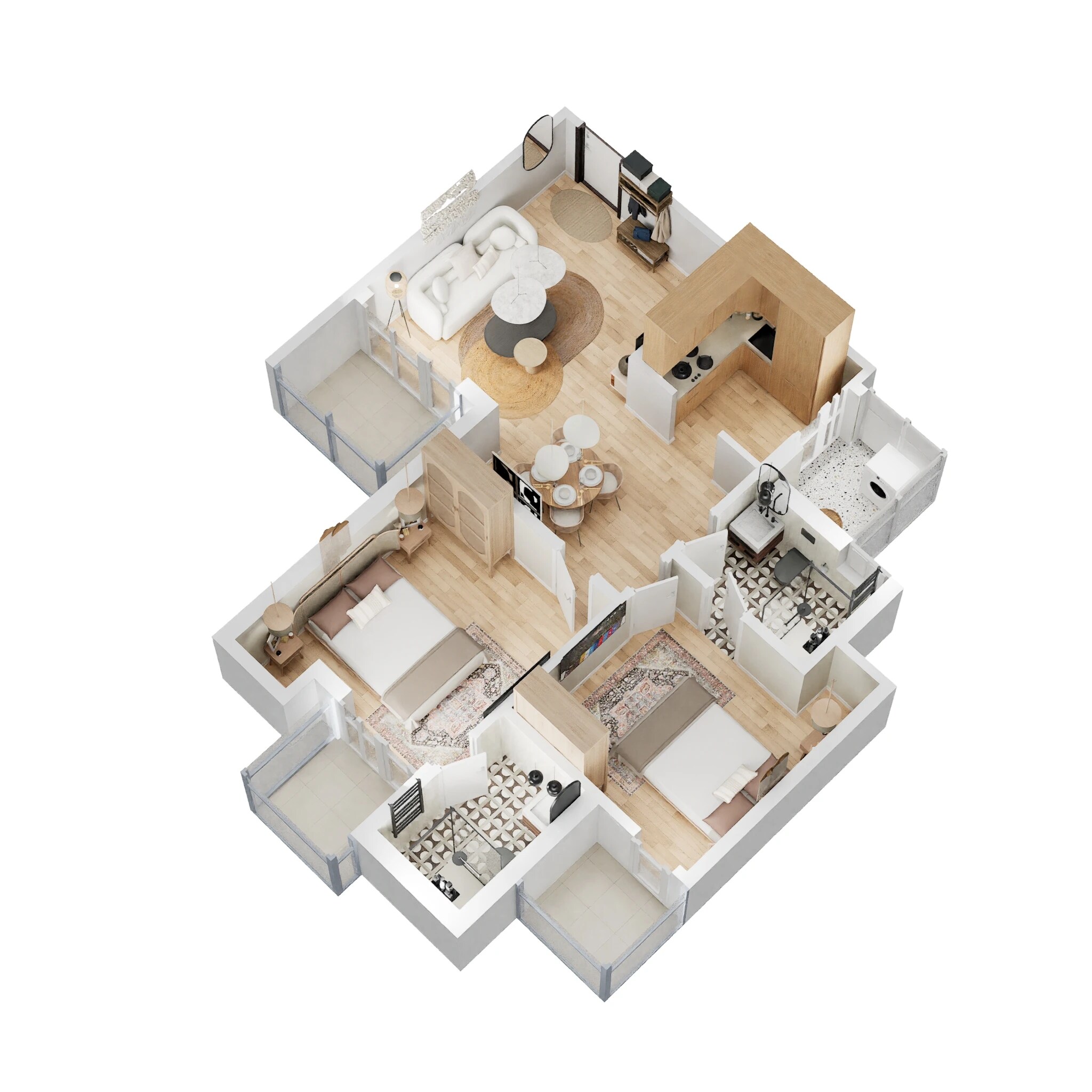 Floor plan of 2 BHK 1045 Sq. Ft. Apartment in Oasis GrandStand, Greater Noida