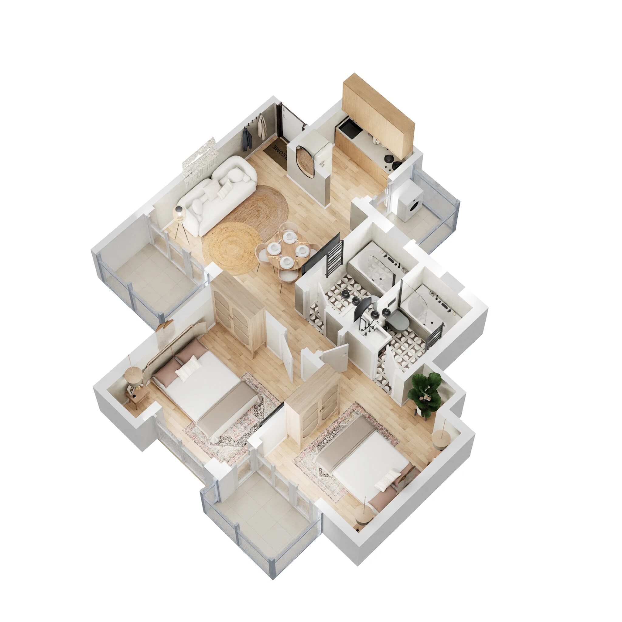 Floor plan of 2 BHK 920 Sq. Ft. Apartment in Oasis GrandStand, Greater Noida