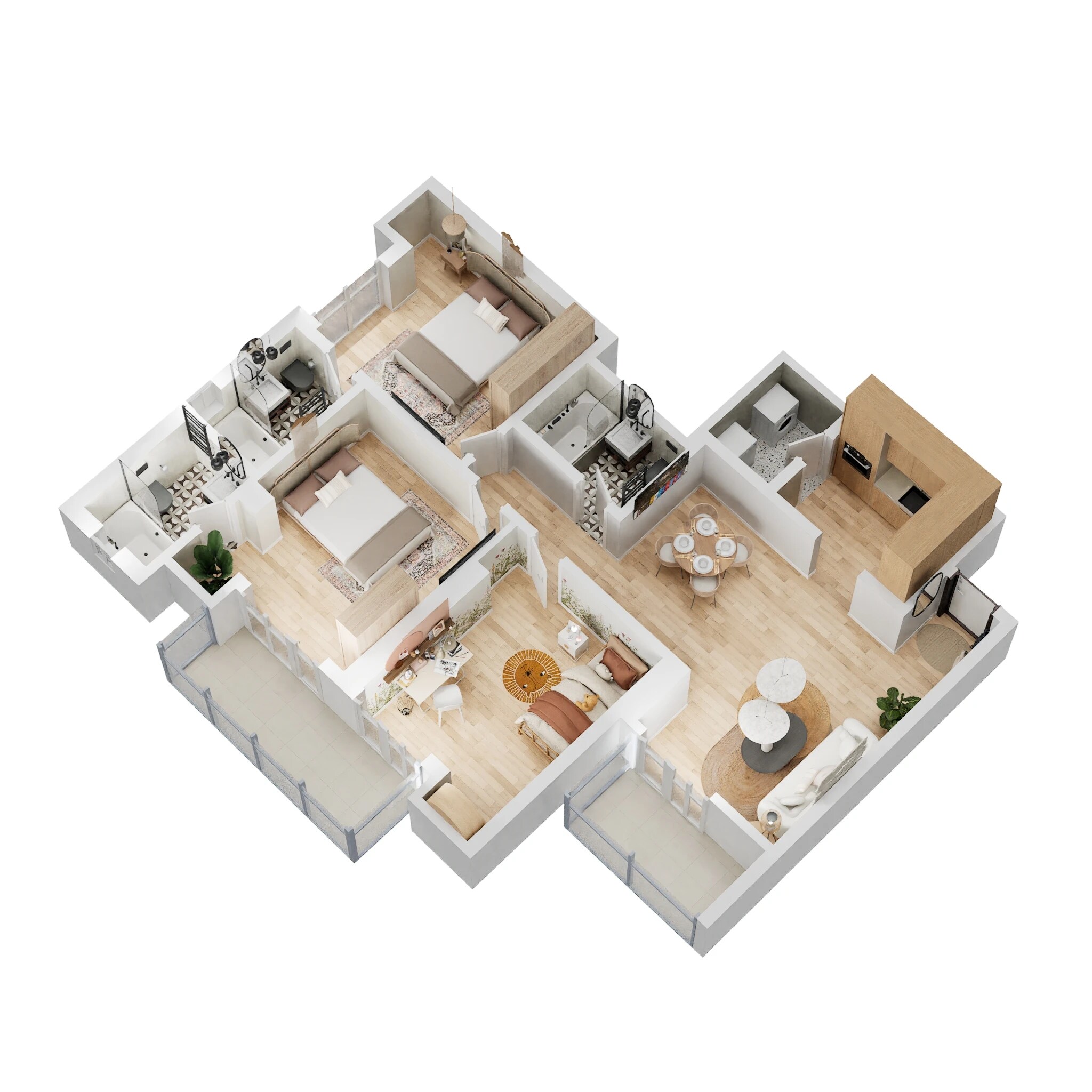 Floor plan of 3 BHK 1495 Sq. Ft. Apartment in Oasis GrandStand, Greater Noida