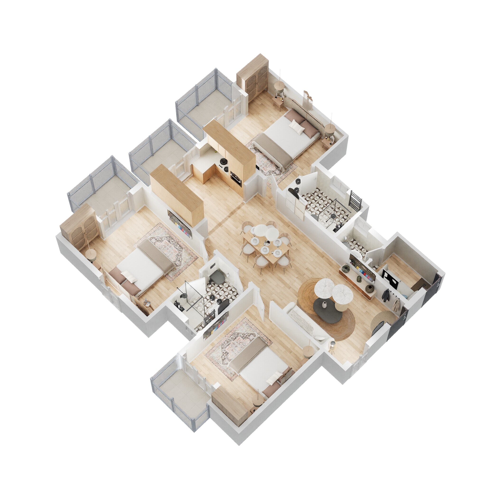 Floor plan of 3 BHK 1325 Sq. Ft. Apartment in Oasis Homes, Greater Noida