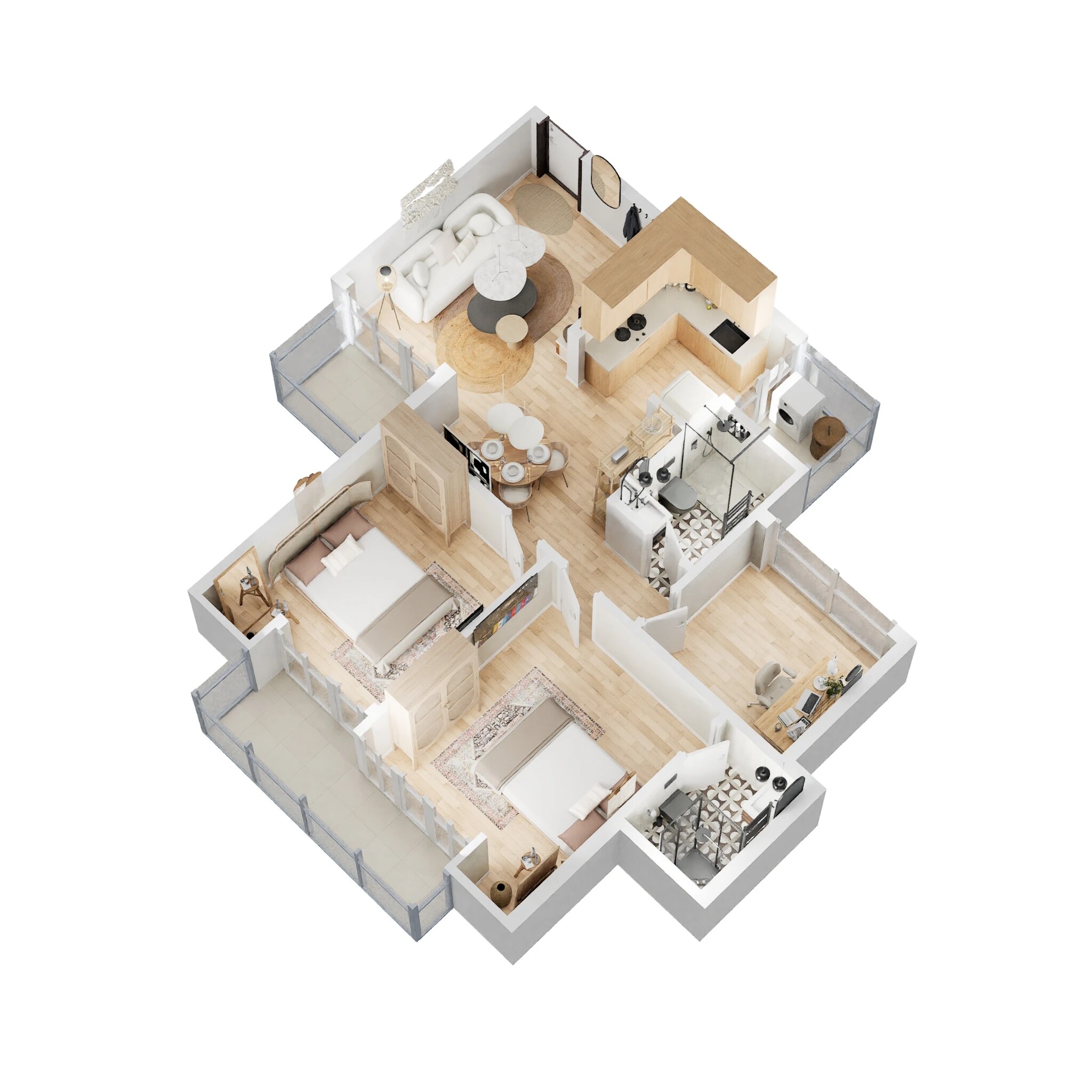 Floor plan of 2 BHK 1150 Sq. Ft. Apartment in Oasis Venetia Heights, Greater Noida