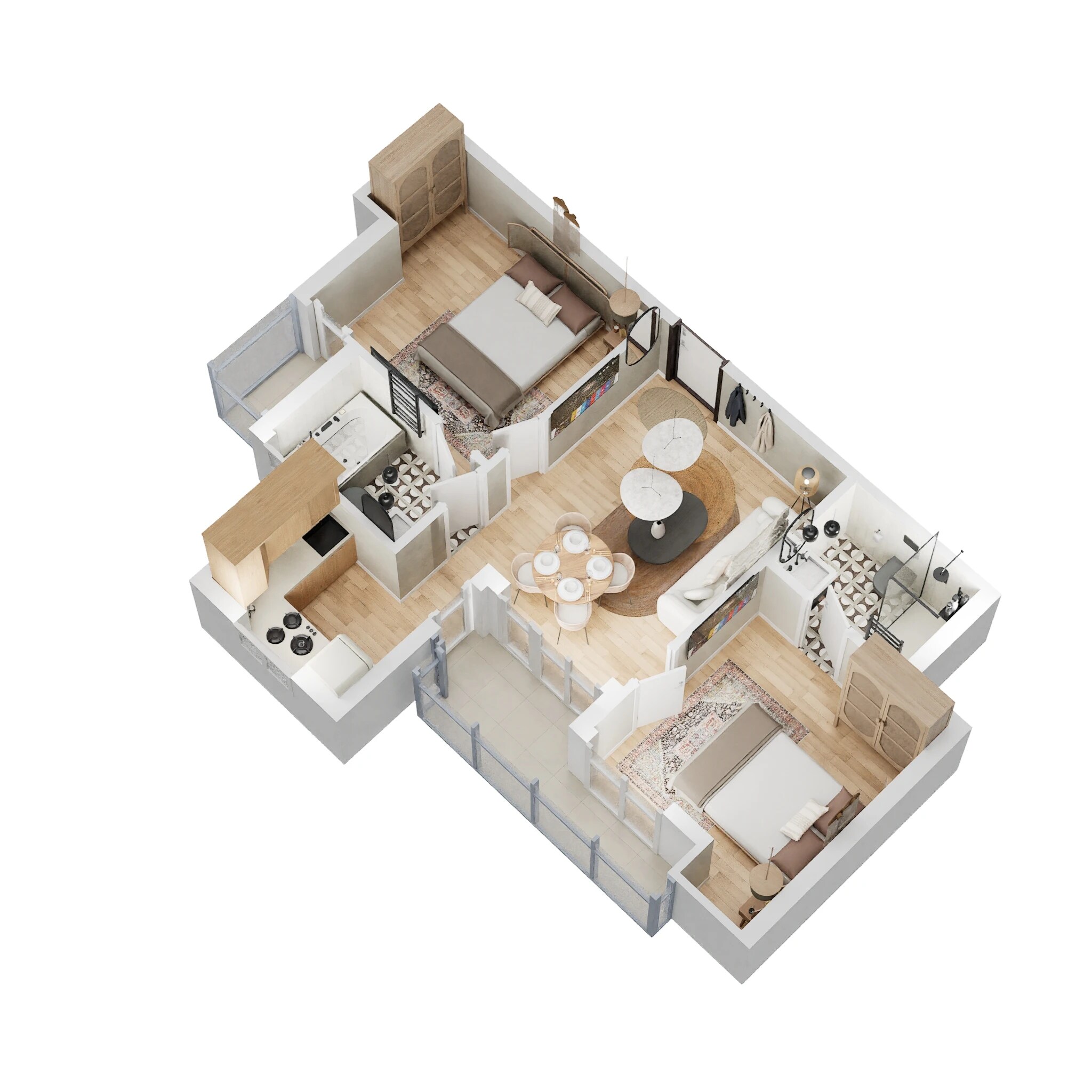Floor plan of 2 BHK 850 Sq. Ft. Apartment in Oasis Venetia Heights, Greater Noida