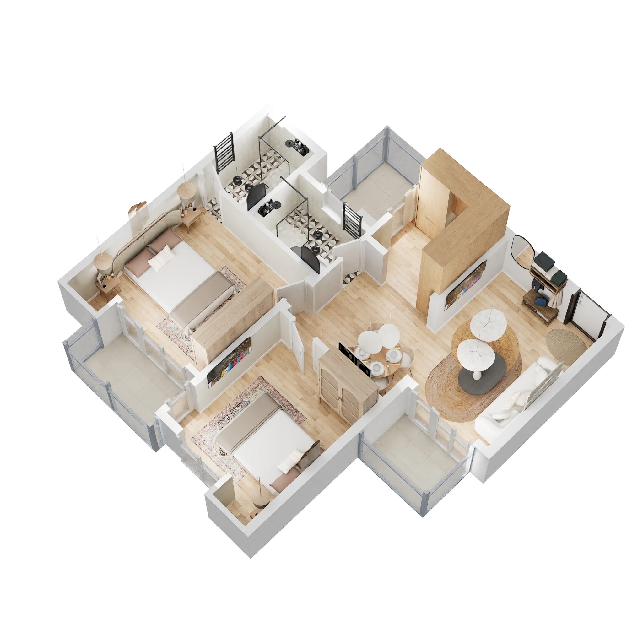 Floor plan of 2 BHK 995 Sq. Ft. Apartment in Oasis Venetia Heights, Greater Noida