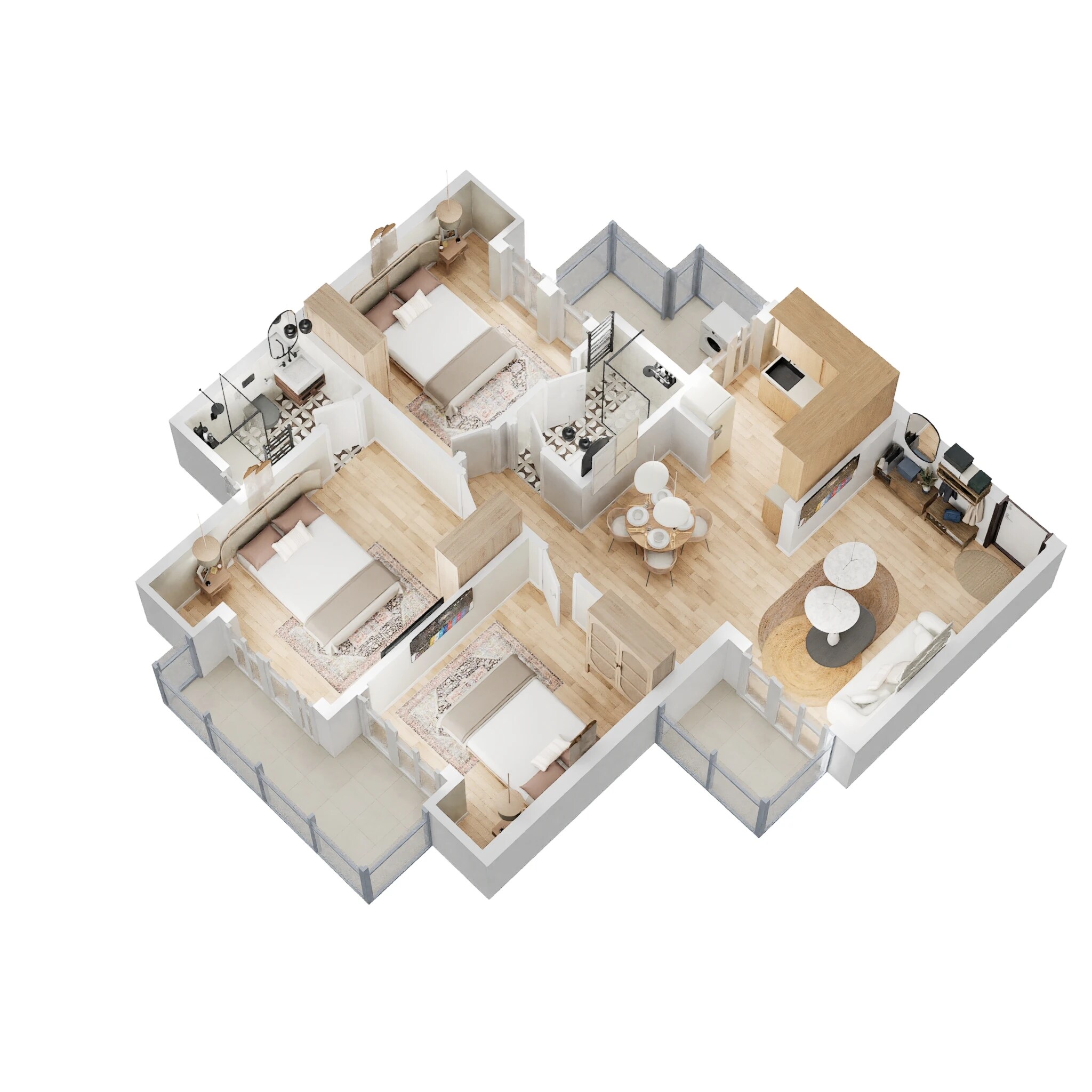 Floor plan of 3 BHK 1290 Sq. Ft. Apartment in Oasis Venetia Heights, Greater Noida