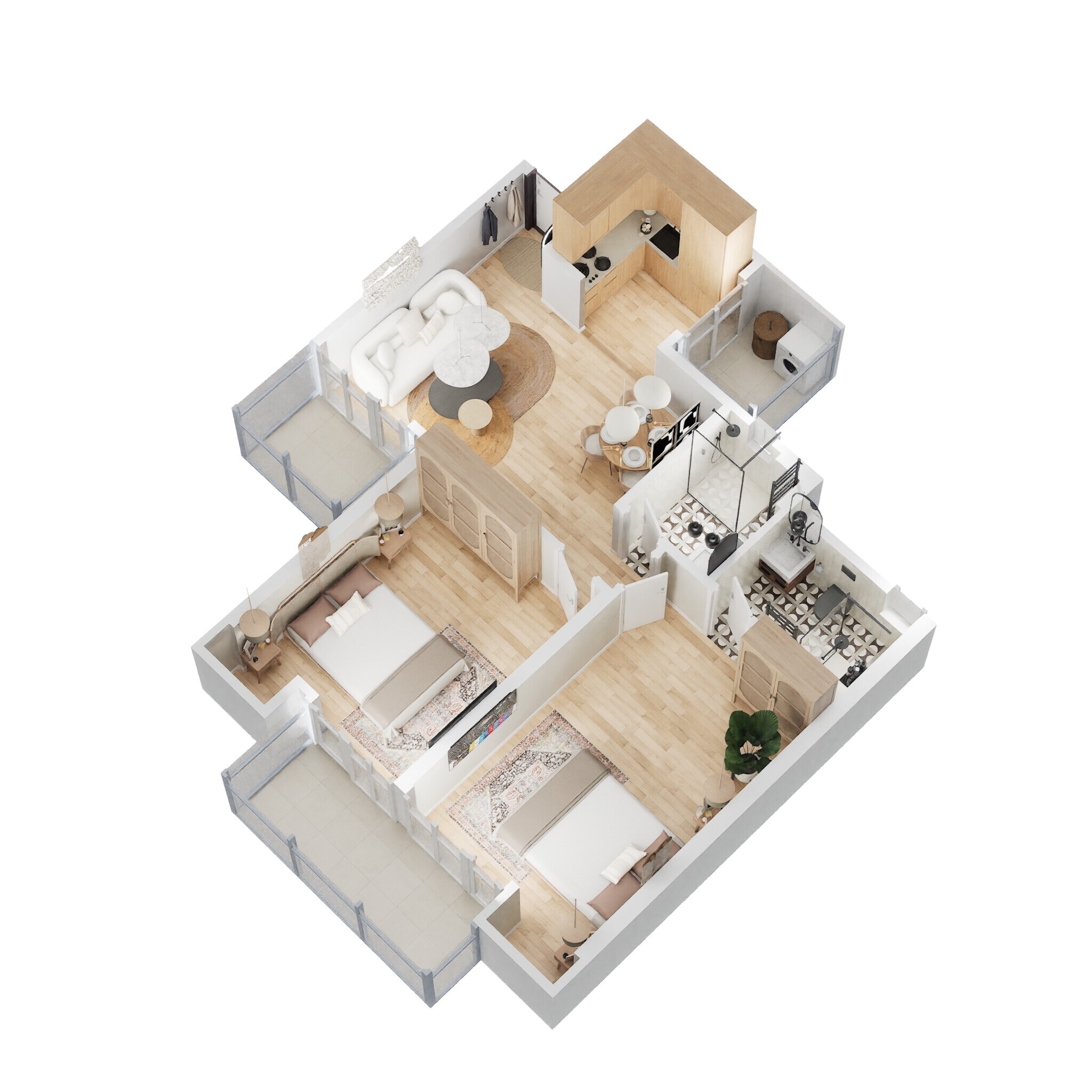 Floor plan of 2 BHK 1060 Sq. Ft. Apartment in Panchsheel Greens II, Greater Noida