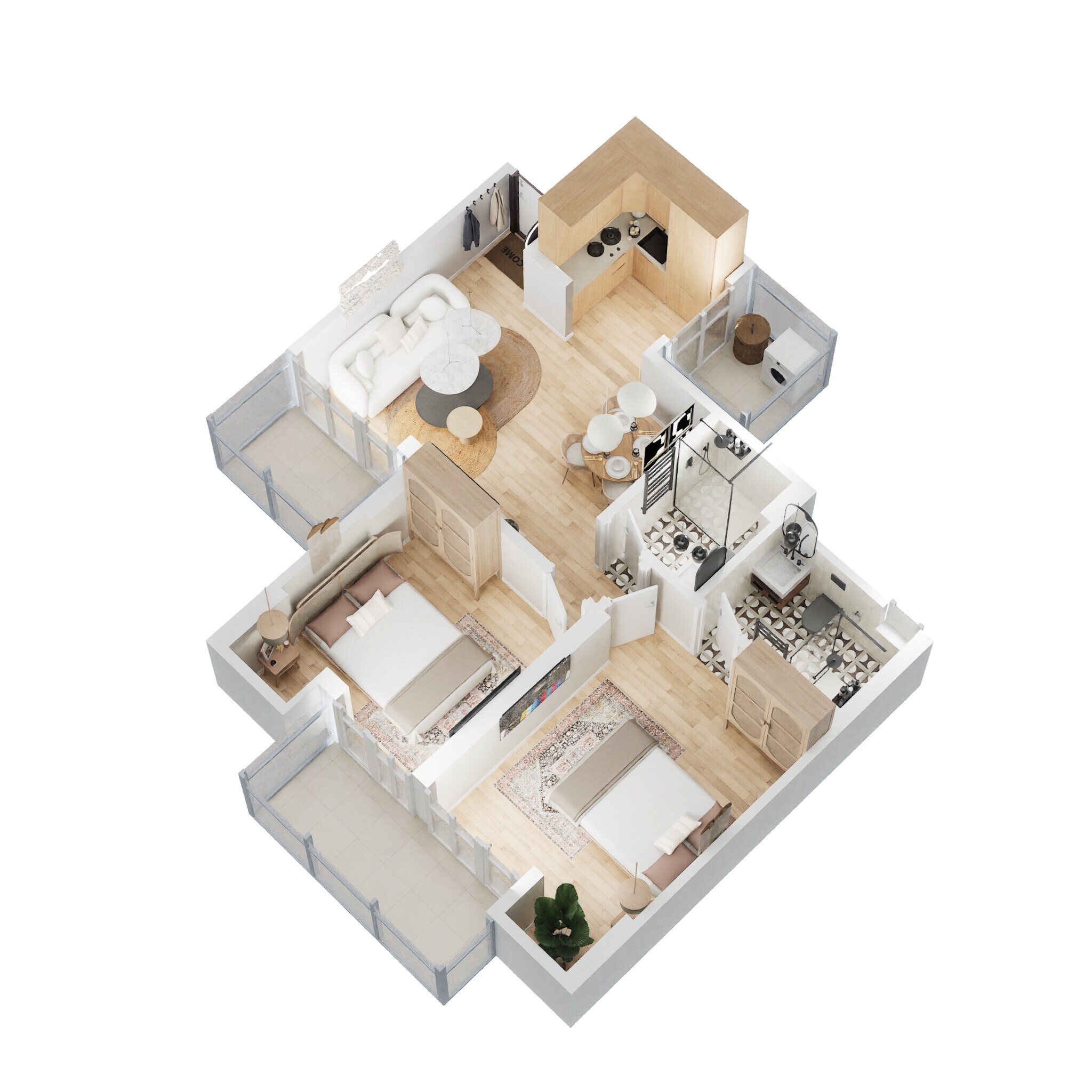 Floor plan of 2 BHK 915 Sq. Ft. Apartment in Panchsheel Greens II, Greater Noida