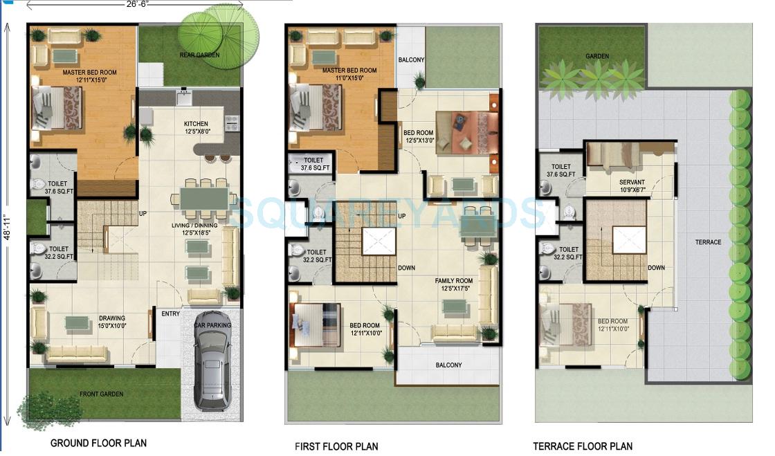 Floor plan of 5 BHK 2690 Sq. Ft. Villa in Panchsheel Villas, Greater Noida