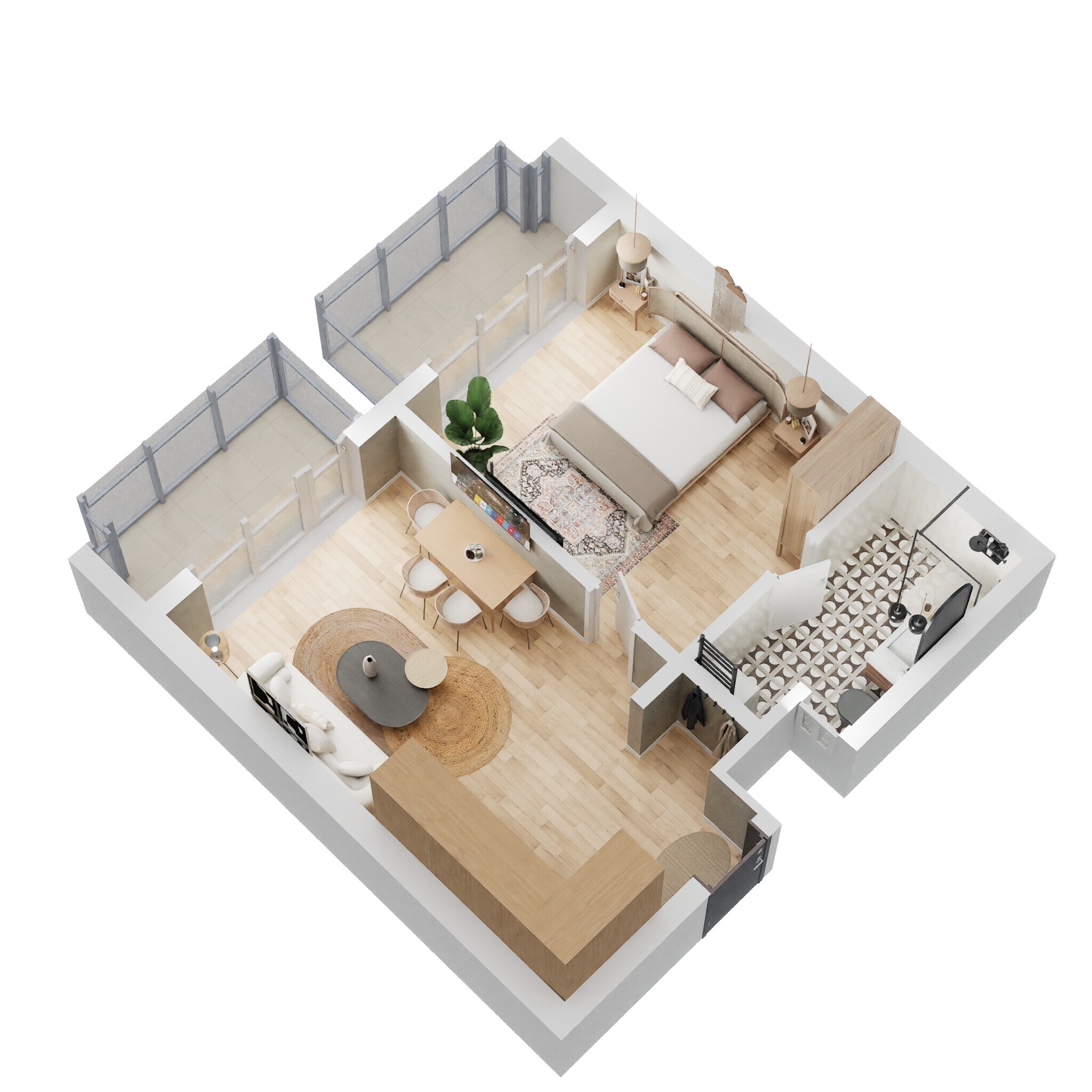 Floor plan of 1 BHK 880 Sq. Ft. Apartment in Paramount Golfforeste, Greater Noida