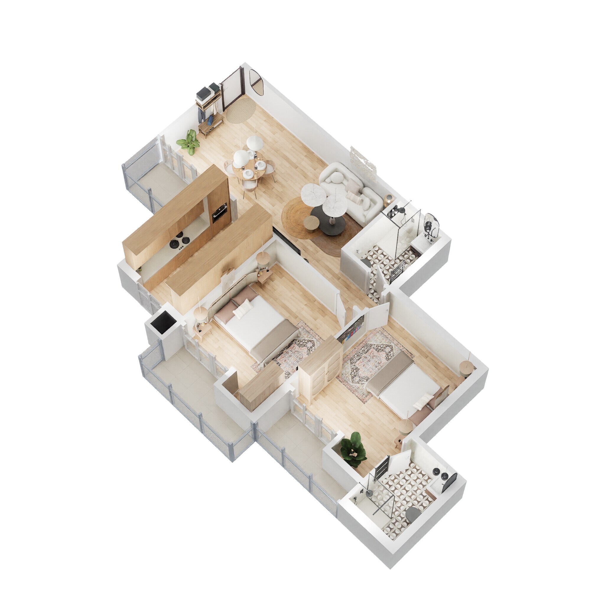 Floor plan of 2 BHK 1260 Sq. Ft. Apartment in Paramount Golfforeste, Greater Noida
