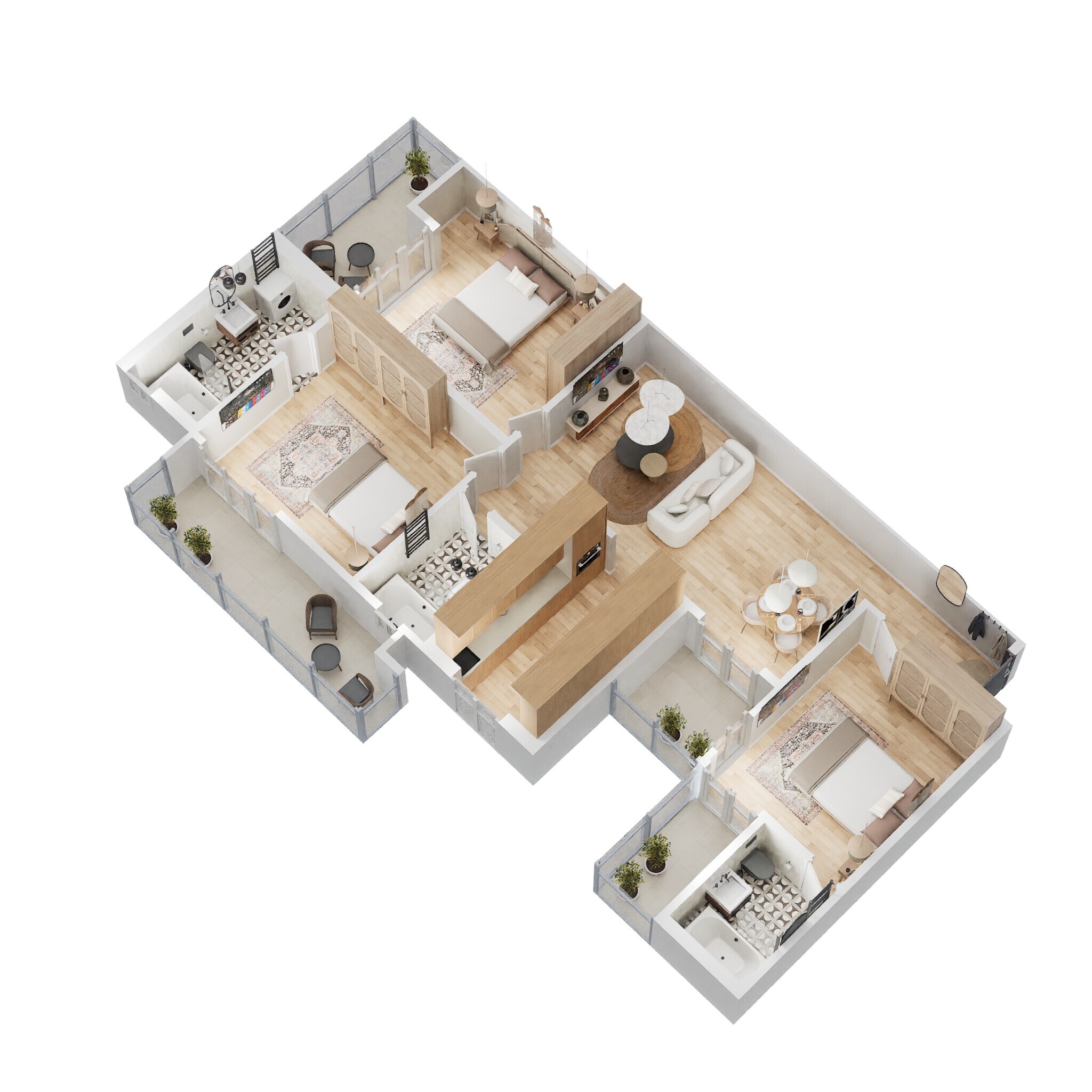 Floor plan of 3 BHK 1730 Sq. Ft. Apartment in Paramount Golfforeste, Greater Noida