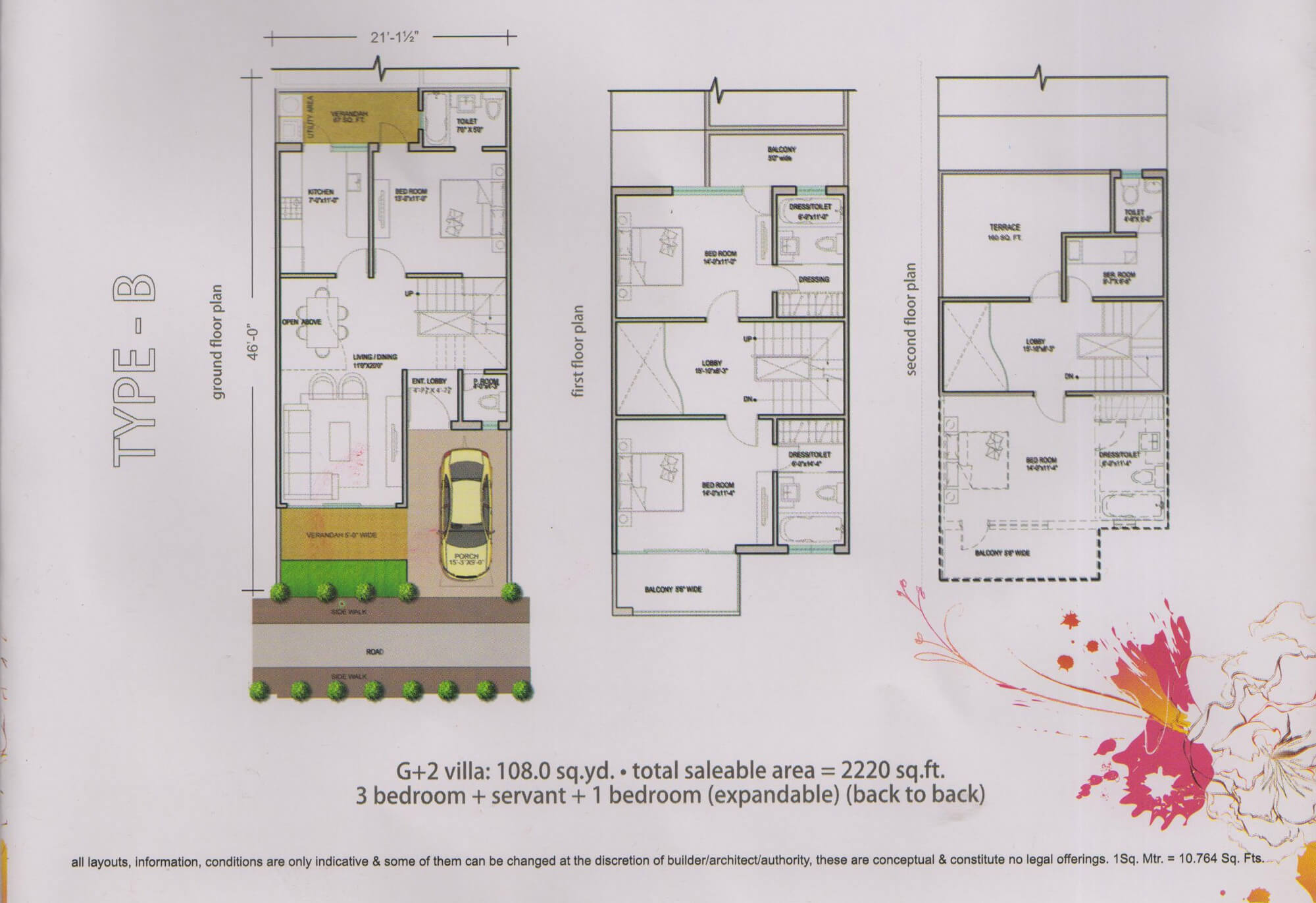 Floor plan of 4 BHK 2220 Sq. Ft. Villa in Paramount Golfforeste, Greater Noida