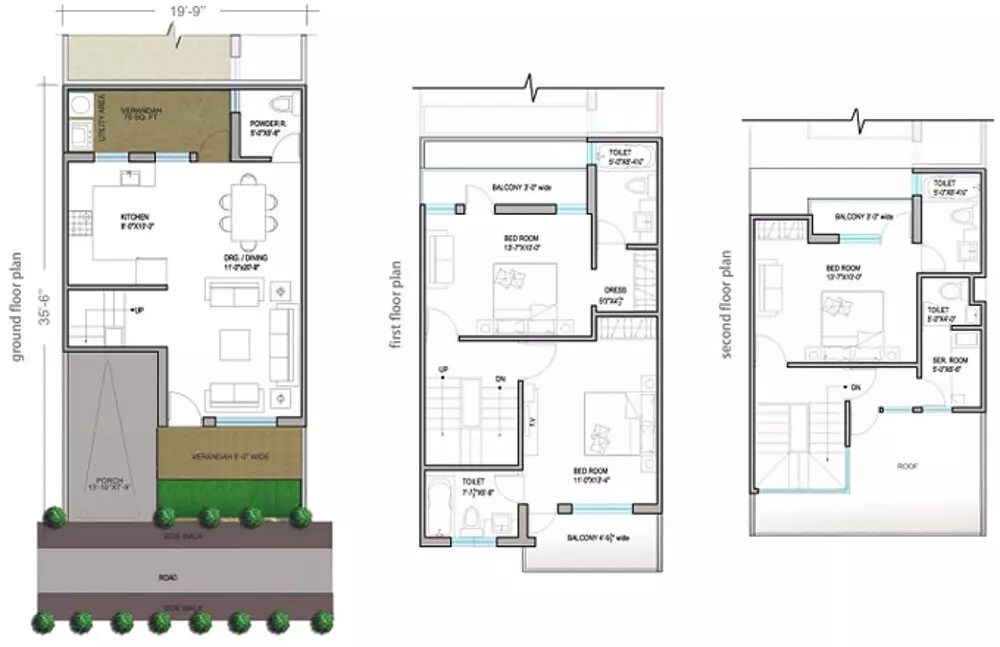 Floor plan of 3 BHK 1650 Sq. Ft. Villa in Paramount Golfforeste Villas, Greater Noida