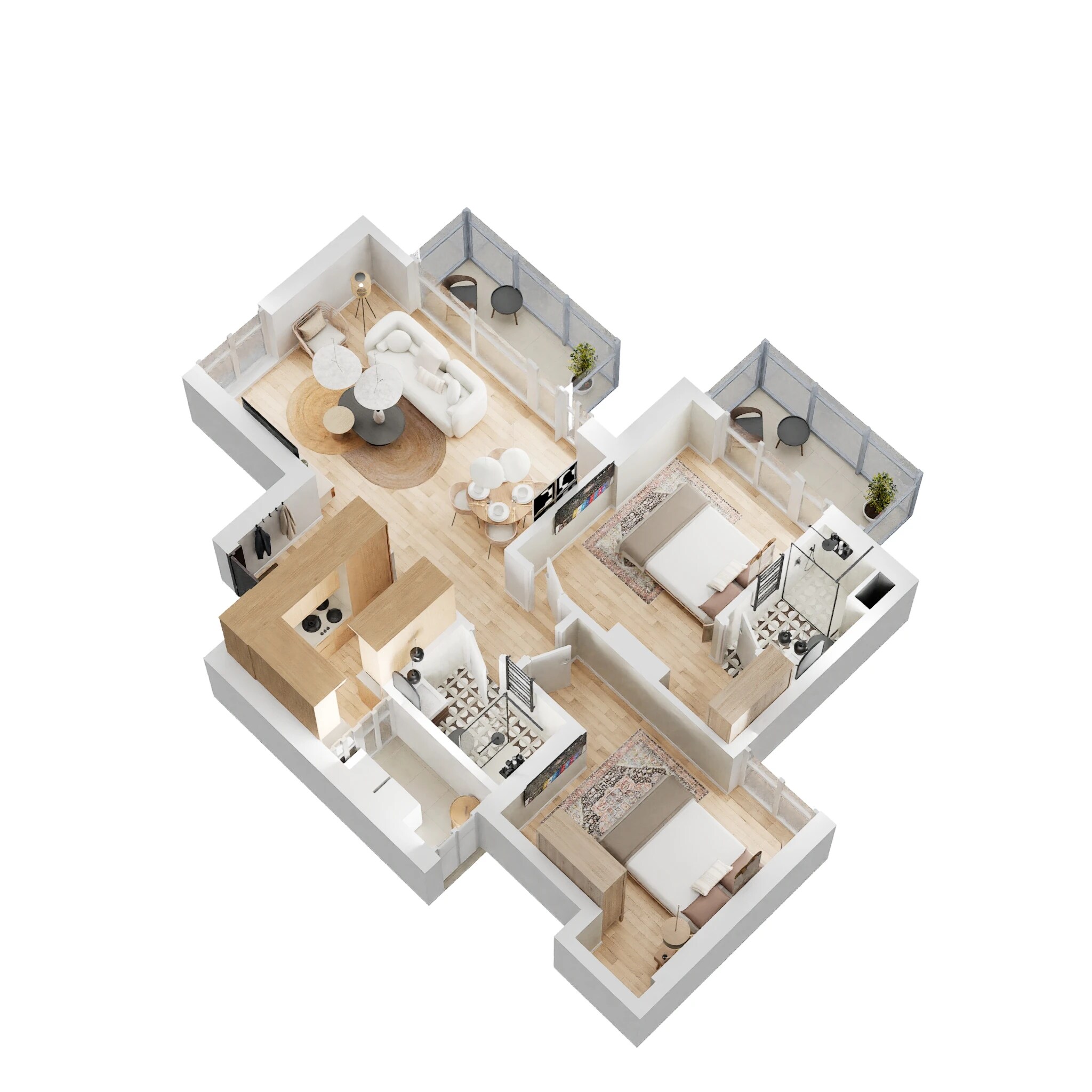 Floor plan of 2 BHK 1270 Sq. Ft. Apartment in Presithum, Greater Noida