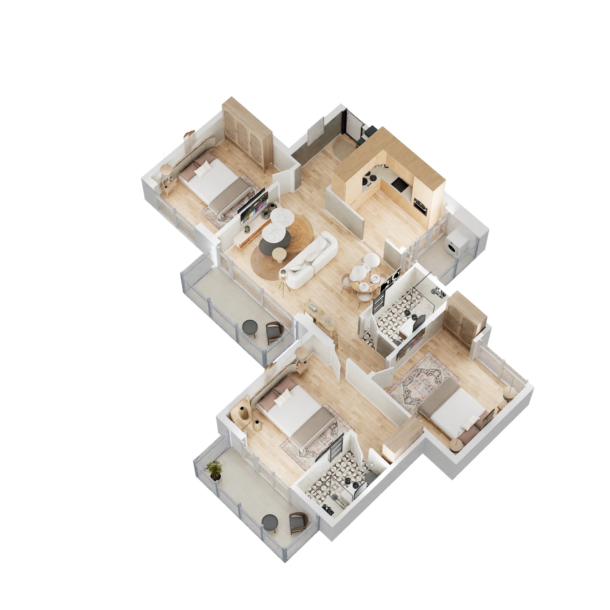 Floor plan of 3 BHK 1440 Sq. Ft. Apartment in Presithum, Greater Noida