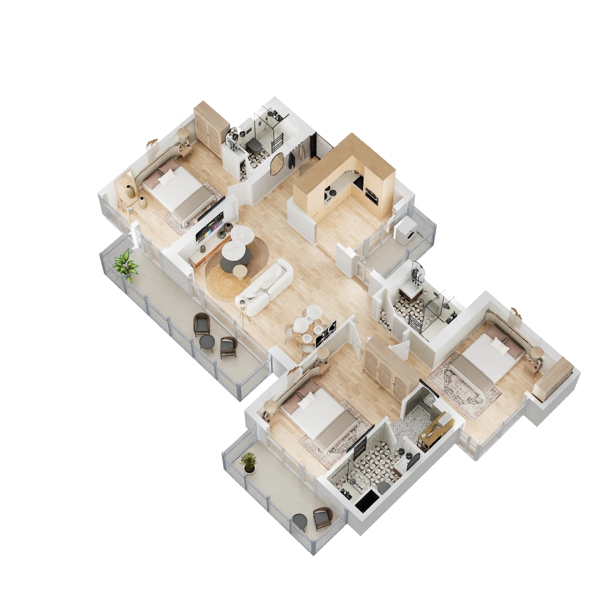 Floor plan of 3 BHK 1615 Sq. Ft. Apartment in Presithum, Greater Noida