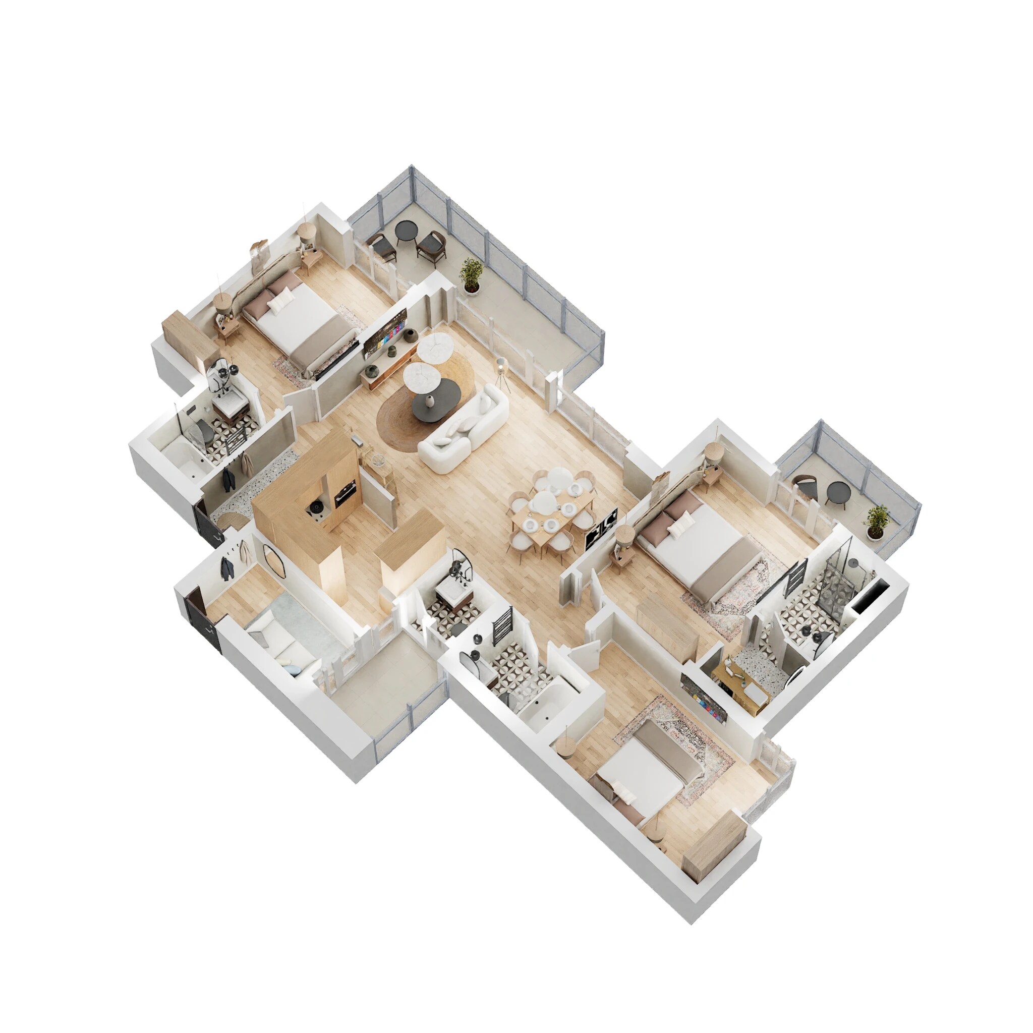 Floor plan of 3 BHK 1850 Sq. Ft. Apartment in Presithum, Greater Noida
