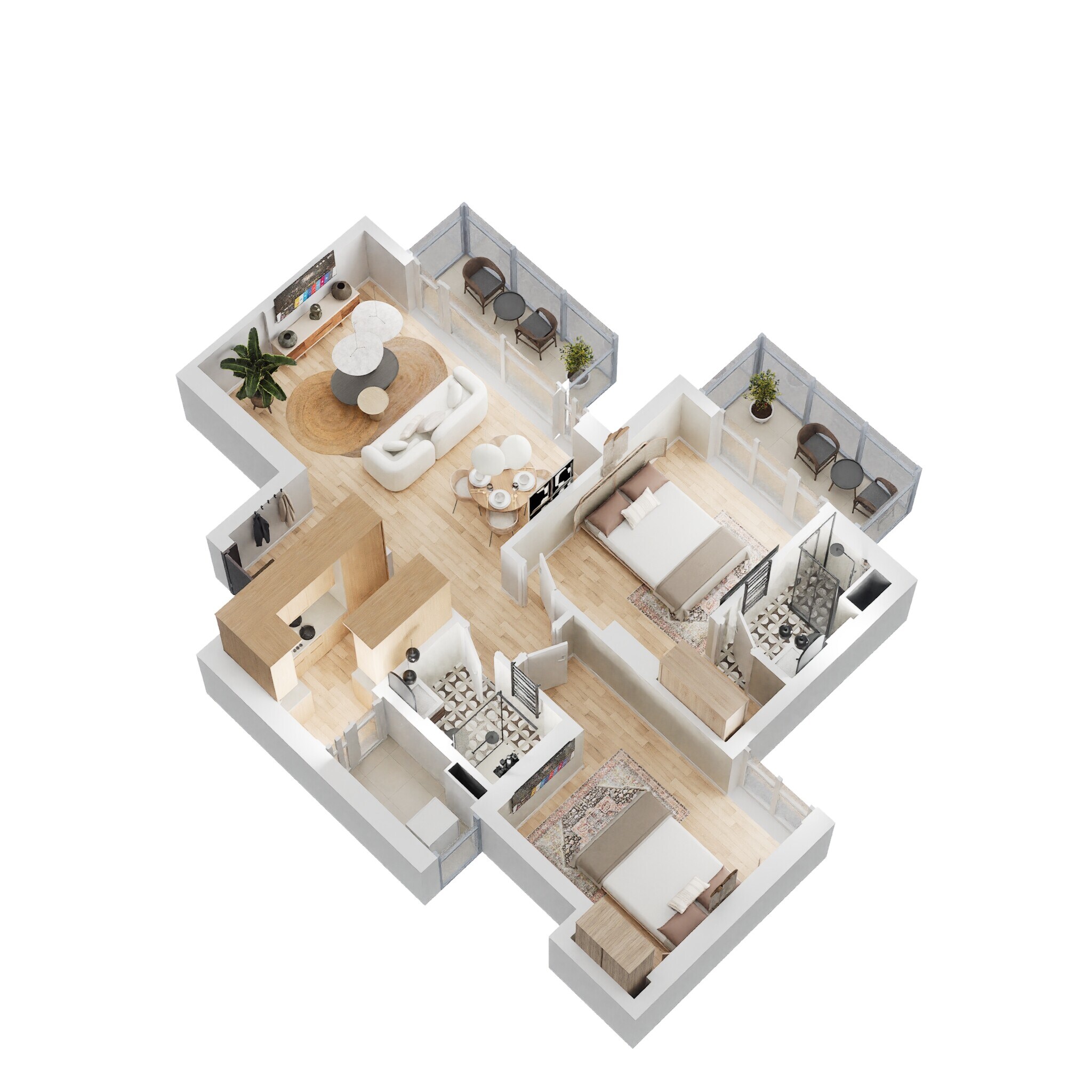 Floor plan of 2 BHK 1270 Sq. Ft. Apartment in Presithum Phase II, Greater Noida