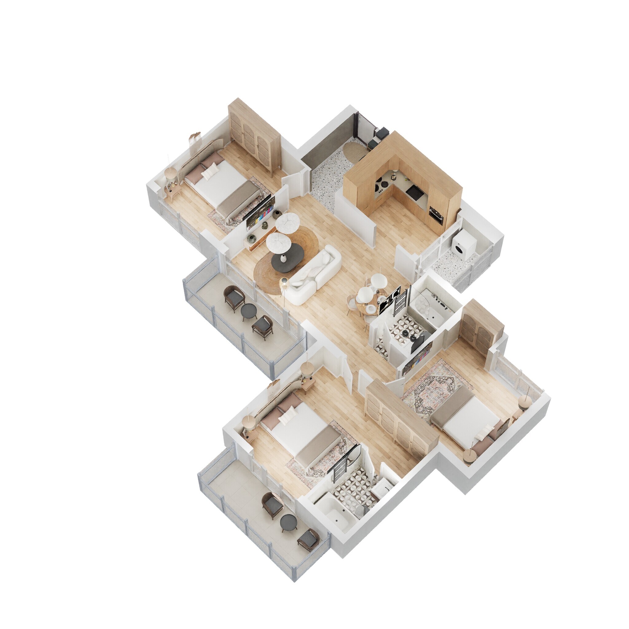 Floor plan of 3 BHK 1440 Sq. Ft. Apartment in Presithum Phase II, Greater Noida