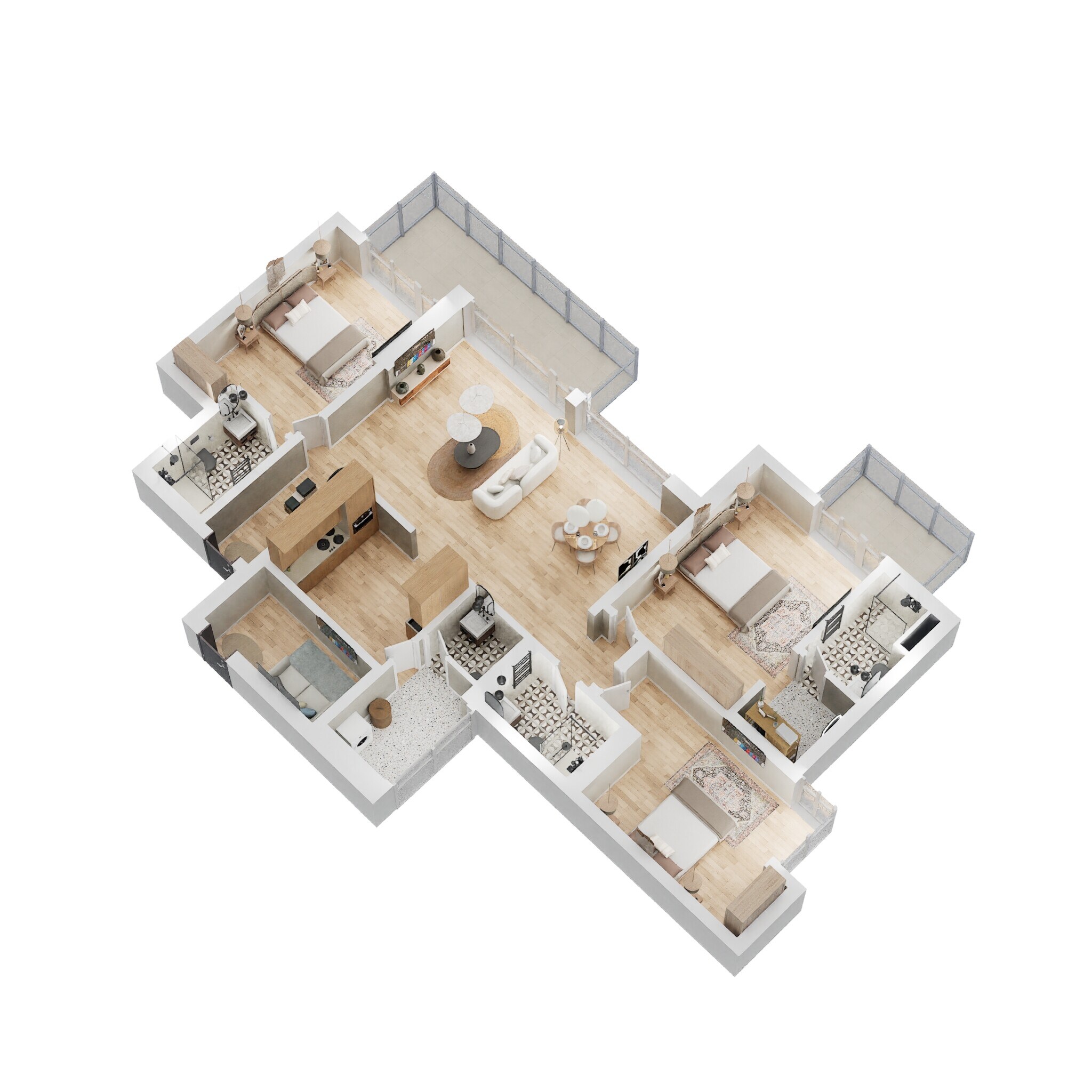 Floor plan of 3 BHK 1850 Sq. Ft. Apartment in Presithum Phase II, Greater Noida