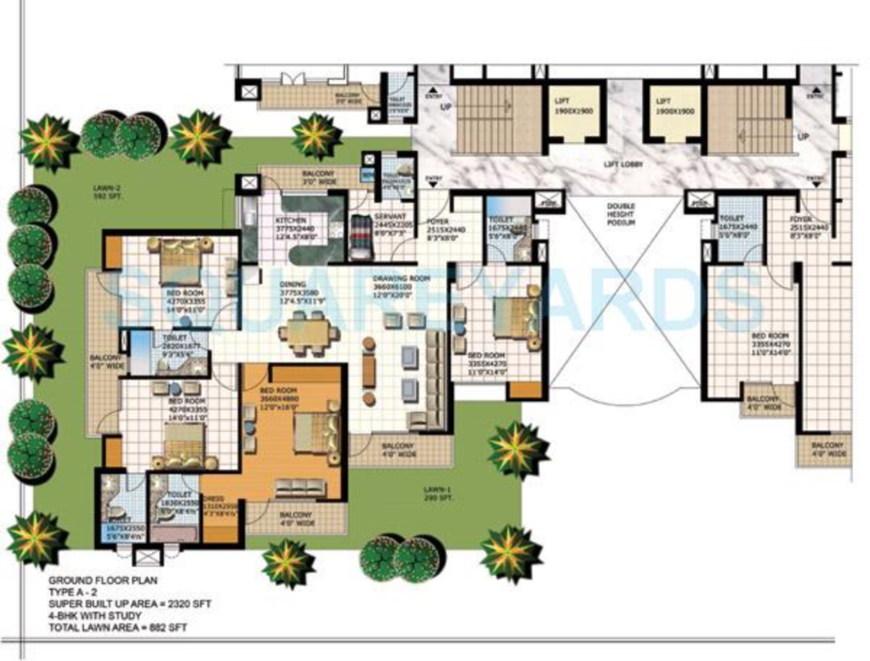 purvanchal heights apartment 4bhk lawn 2320sqft 1
