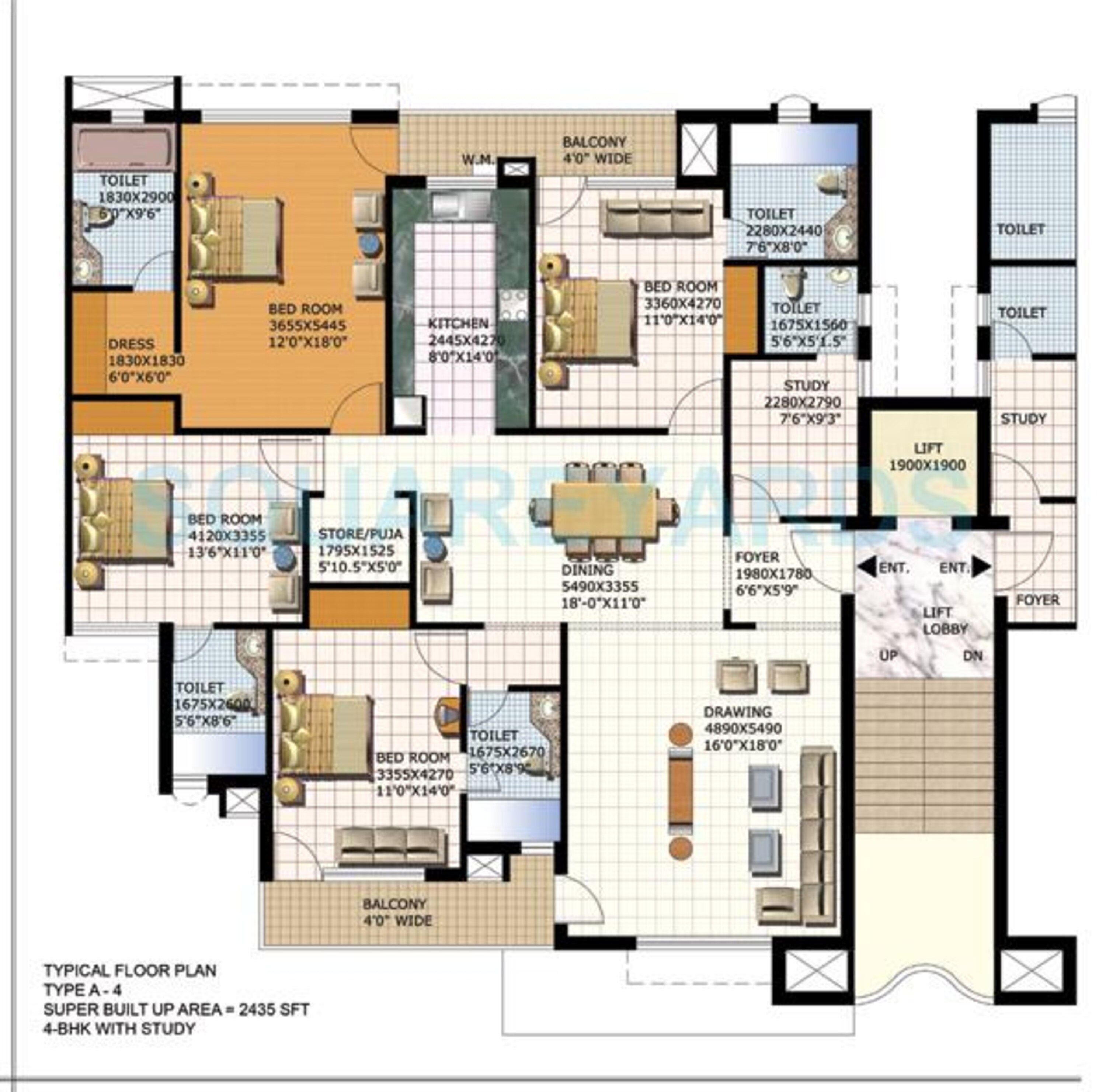 purvanchal heights apartment 4bhk st 2435sqft 1