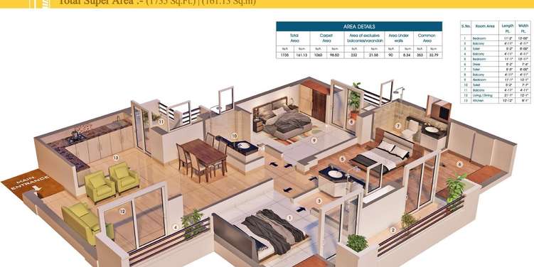 purvanchal royal city apartment 3 bhk 1735sqft 20222206172220