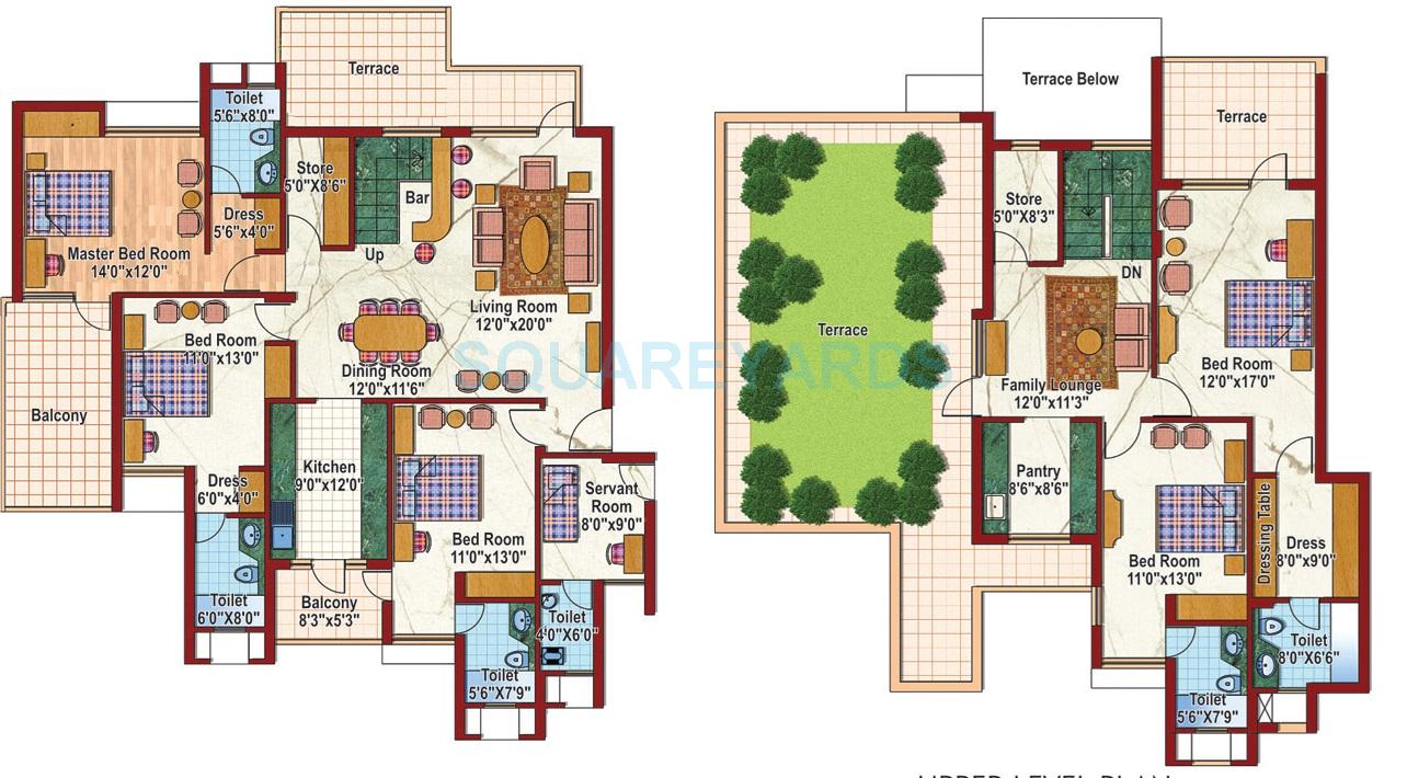 Floor plan of 5 BHK 2950 Sq. Ft. Apartment in Purvanchal Silver City II, Greater Noida