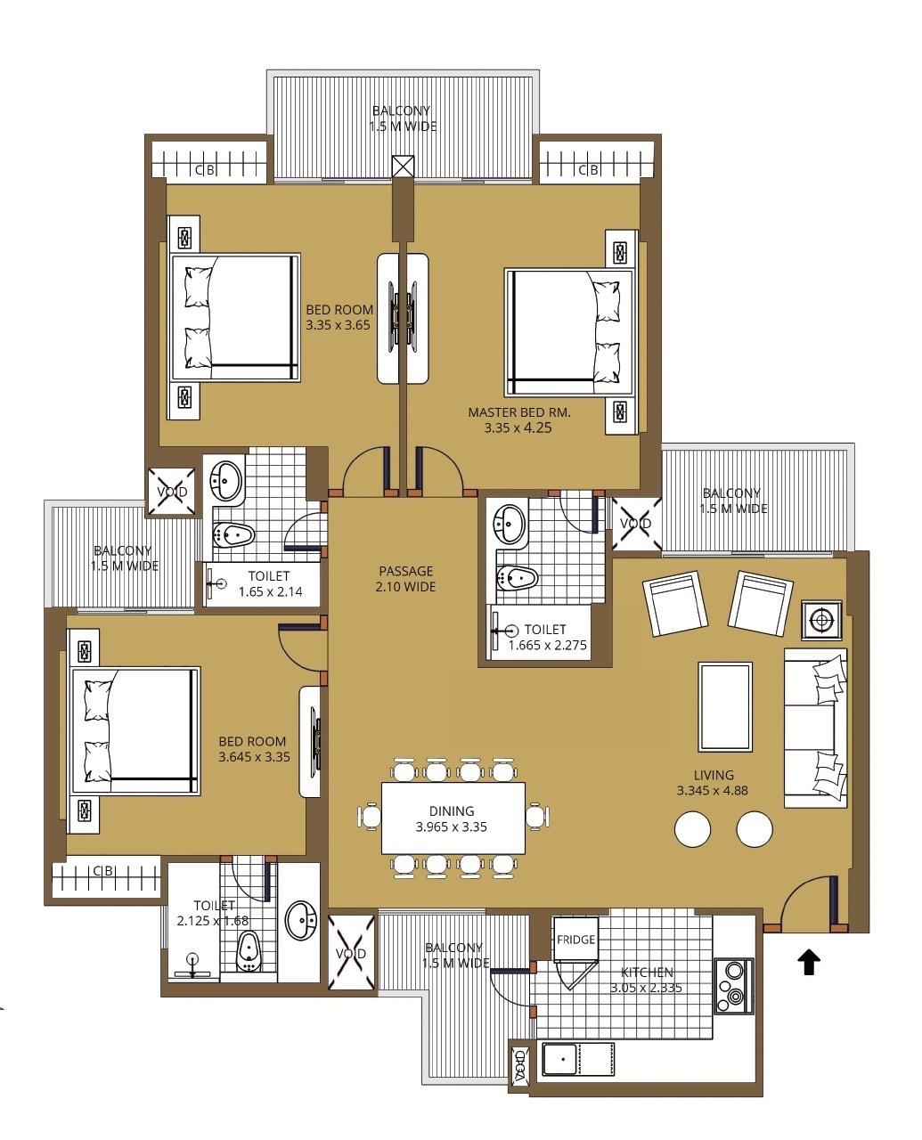 3 BHK 1720 Sq. Ft. Apartment in Purvanchal Sunbliss